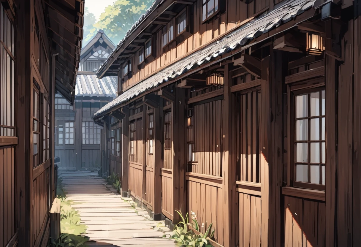Narrow wooden house corridor