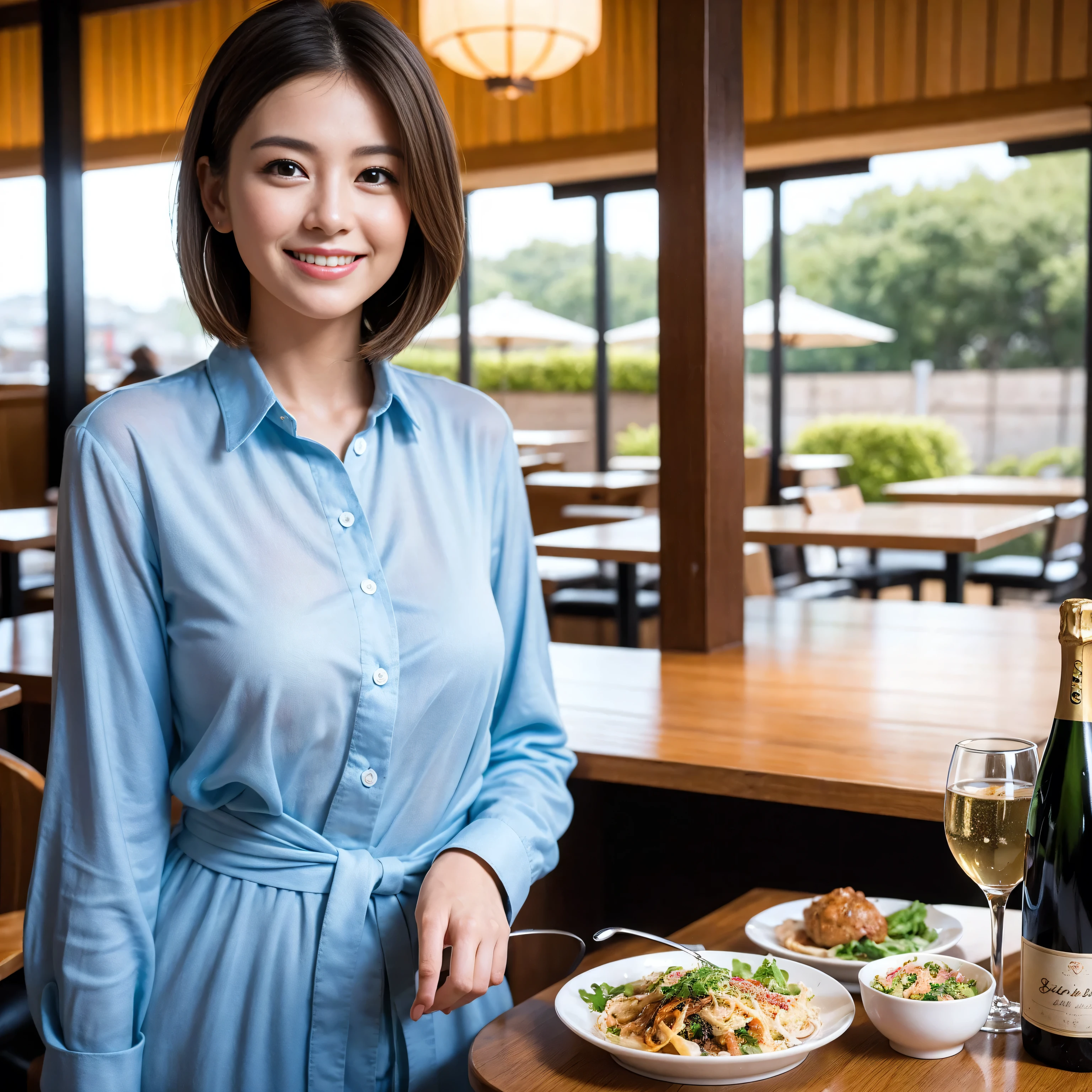 ((Highest quality、8k、masterpiece:1.3))、Slim couple、Pink rubber、Model Couple、(Realistic, Intricate details:1.2), full-course dinner、Wine 、Amazing view of the sunset sky and clouds、A bright smile、The wonderfulness of smile、Bright image、Wineの美しさ, Beautiful Face, Blue eyes, The light shines on your face, blush, short hair,Bright Face、 (Age 37), 39 years old, 赤Wine 、Appetizers、Italian food、Wine bottle、Champagne、スパークリングWine、Two beauties、Brown Hair、Shortcuts、Long sleeve shirt、dress、Beautiful woman 1, (Slim face), (The body is slim), (Brown Hair), (Shortcuts), cheeks turn a little red,Attractive beauty、restaurant, In a prominent place (From the waist up) Nova Frog Style, actress, model, Upper Body, 白Wine, slim, Wineグラス, 中央に置かれたWineグラス, smile, (smile: 1.15), Beautiful fine grain, Depth f/2,saturation, High Contrast, Strong light and shadow,Moist Body:1.5、3D texture、Delicate eyes、Brown Hair、The hair is very shiny、