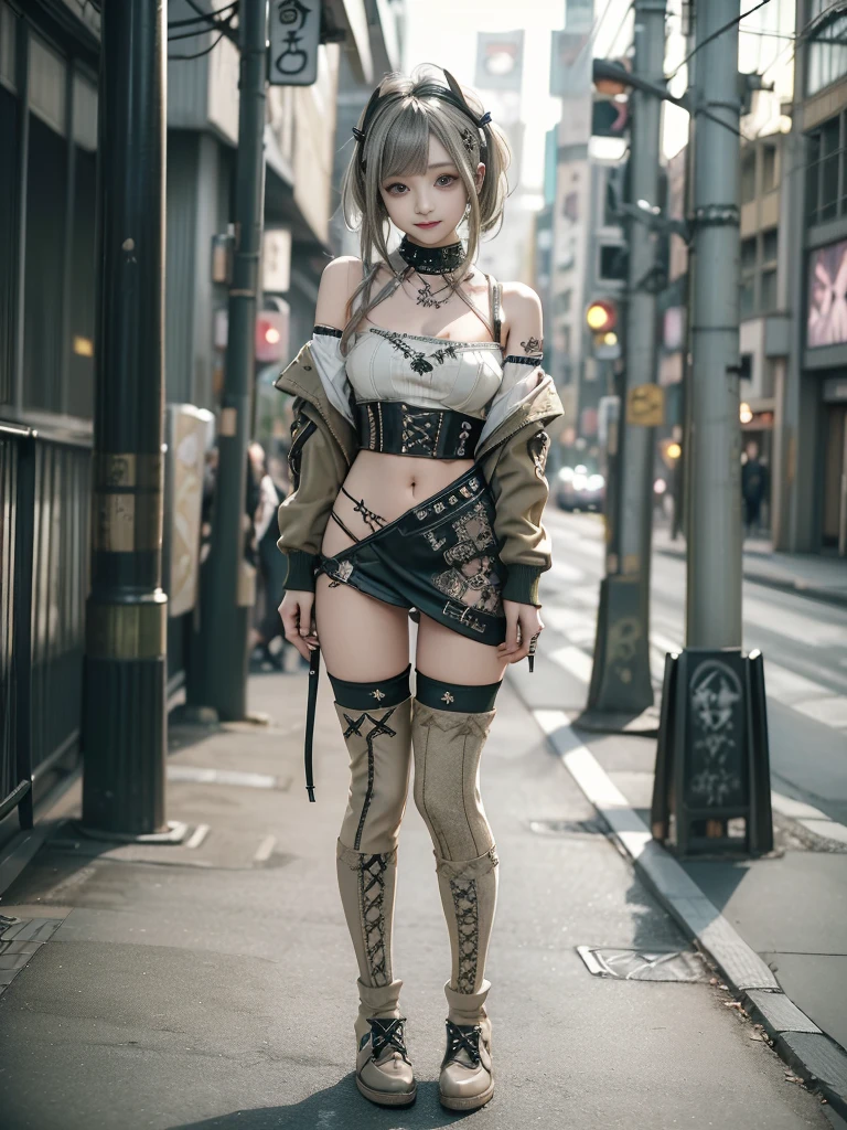 (Five Girls, 5 girls:1.5)、(Full Body View:1.2)、(Smiling with teeth showing:1.3),(Shibuya Gal:1.5)、(Beautiful gravure model:1.5)、(Neo-goth fashion:1.5)、(Punk RockVisual Kei:1.5)、(An off-the-shoulder hoodie in olive and beige colors, adorned with delicate silver accessories.:1.5)、(Beige and white corset with delicate design:1.4)、(Olive and white snakeskin bodysuit:1.5)、(head band:1.3)、(Beige and olive knee socks:1.4)、Embellished collar and long boots、(I&#39;m selling snake print underwear.:1.4)、(Long eyelashes:1.3)、(20-year-old)、((Highest quality、8k、masterpiece:1.3))、Slim and beautiful abs:1.3、(hairstyle casual、Beautiful boobs:1.1)、(Doing an aerobics pose:1.3)、dress:1.1、Super small face、Narrow eyes、double eyelid、A sloppy smile、Esbian all over body、Dynamic Angle、Close-up、CPL Filter、Blurred Background、Bokeh、Blue Hour、Detailed face and skin texture、Detailed eyes、,(Twin tails:1.3)、(Black brown hair:1.3)、Gravure idol、(The background is a bright and glamorous fashion show stage.:1.3)、(Make your legs thinner:1.4)、(Slim Body:1.3)、(clavicle:1.1)
