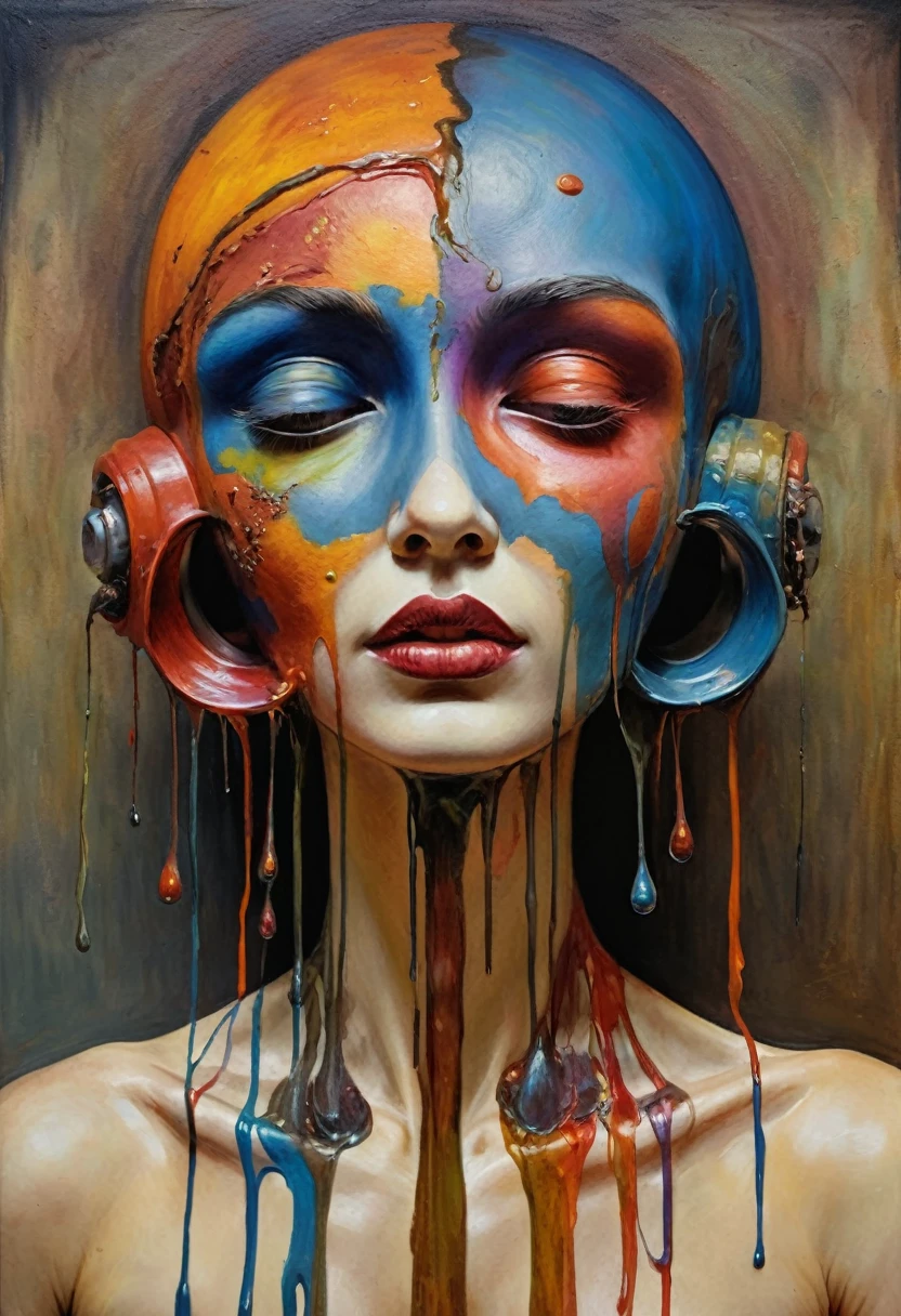 (Artistic Masterpiece of Romantic Life) ( (Themed Art of Life) ( (Conceptual Art) (NFT Exclusive) (Fauvism Work) ()”) Where visual poetry transcends traditional boundaries and embraces the dynamic interplay between creativity and technology Takes),dripping paint,darkart,style, in the style of esao andrews