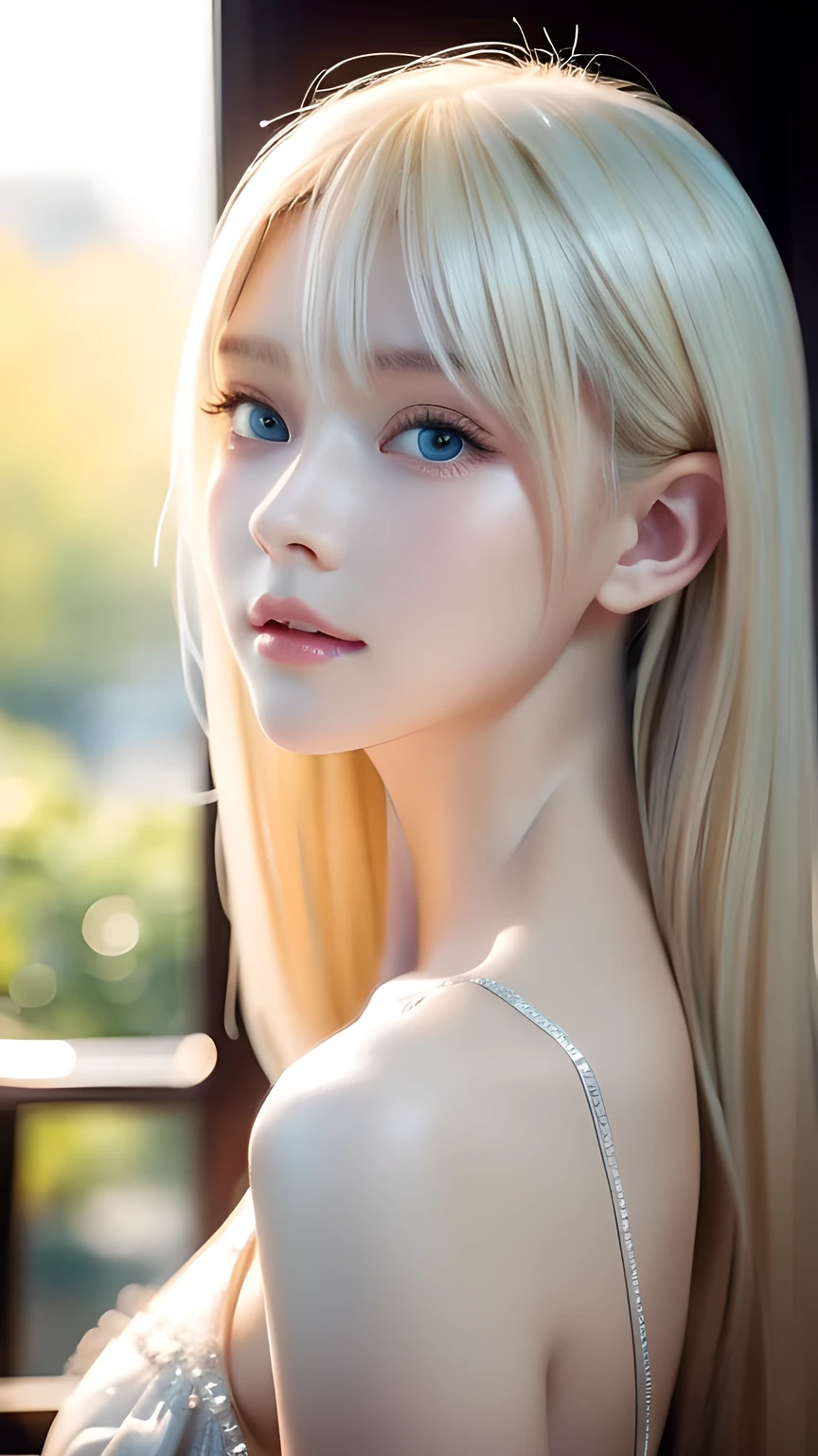 8k,Highest quality,The real picture,Intricate details,超A high resolution,Depth Field,Masseter muscle area,Natural soft light,Professional Lighting,One 15-year-old girl,(cute:1.2),(Gothic Fashion),Bright expression,Young shiny glossy white glossy skin,The ultimate beauty,The ultimate beautiful blonde girl,The most beautiful platinum blonde hair in the world,Shiny light blonde hair,Long silky blonde hair,Shiny beautiful bangs,Sparkling, clear, attractive, very bright cream white ice blue eyes,Very beautiful, lovely, cute1, beautiful blonde girl with a baby face、Blond hair blowing in the wind、Off the shoulder