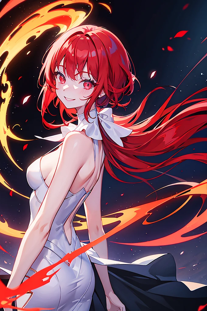 Super detailed、Virtual Woman, Red shorthair, Shiny Hair, Glowing Eyes:0.5, Slim, , v Arms, A radiant smile, Shining Eyes, hologram, Futuristic chatIcon