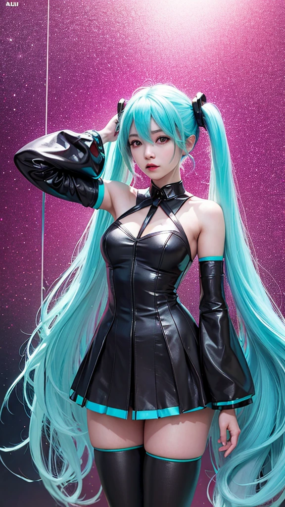 masterpiece, (photorealistic:1.4), best quality, on back, beautiful lighting, (ulzzang-6500:0.4), aggresive, Hatsune Miku, RAW photo, 8k uhd, film grain 