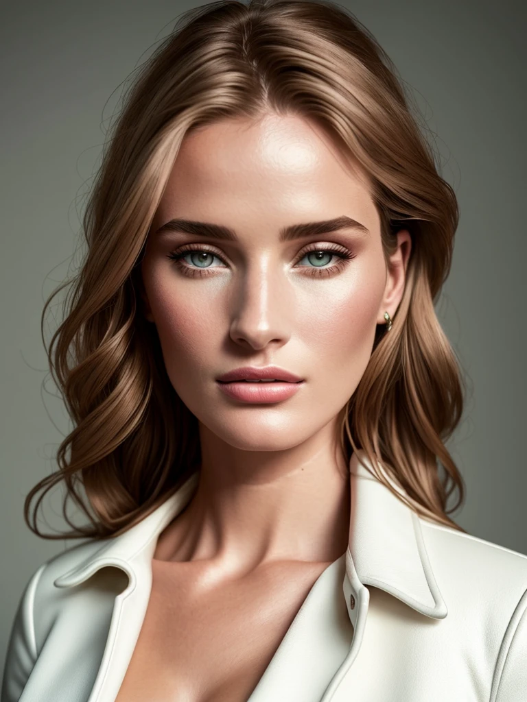 close up of a woman,portrait of (Rosie_HW_v1-2300:0.99), Masterpiece, absurdres, award winning photo of candices,(wearing a white jacket:1.1), extremely detailed, amazing, fine detail, extremely detailed eyes and face, by lee jeffries nikon d850 film stock photograph 4 kodak portra 400 camera f1.6 lens rich colors hyper realistic lifelike texture dramatic lighting unrealengine trending on artstation cinestill 800 tungsten, beautiful woman, slim, tiny waist,