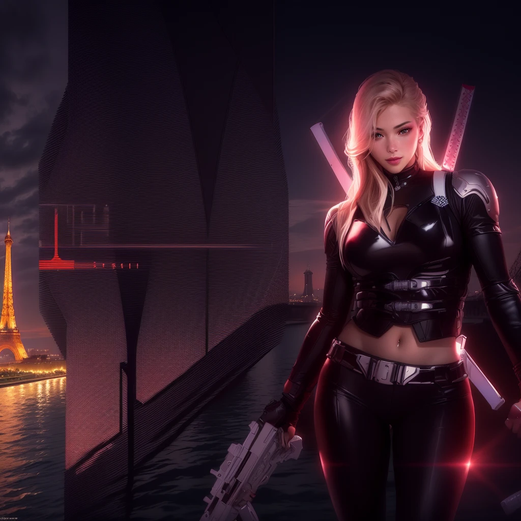 2024 Summer Paris Olympics footage, Official Art, poster,With the Seine River and the Eiffel Tower in Paris in the background,Olympic flag,There is a boat on the Seine,船上插有一面Olympic flag,Official Artwork, game promotional poster;Do not change the image of the characters in the picture