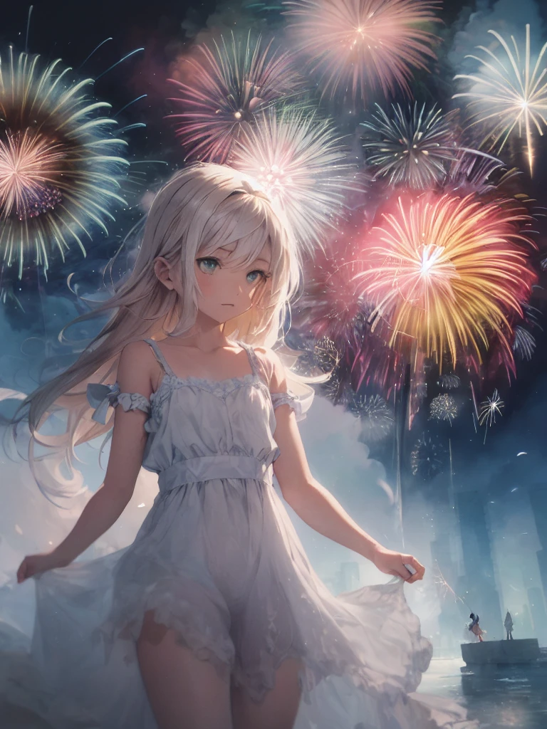 Absurd, High resolution, Super detailed, (girl:1.3),(firework:1.4)
break
, Watercolor style, Soft Blending, dreamy washes, Delicate texture,
break
, Painting semi-transparent watercolors, Delicately colored, A subtle blend, Airy, Dreamlike quality.
break
, Soft Focus, Out of focus highlights, Dreamy atmosphere, Glowing circle, Fascinating Depth