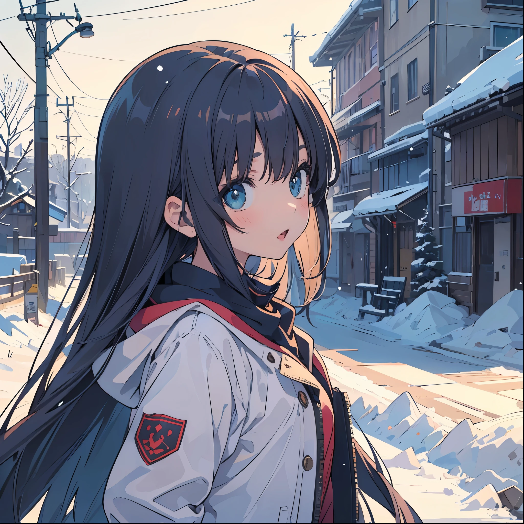 (masterpiece:1.2), (Highest quality:1.2), Ultra-high resolution, Very detailed, Perfect lighting, ((snow boardで滑るアニメの女の子)), whole body,LOL,Mouth open,Surreal Girl, (ta,boyish , 13 y),The charm of androgyny, (Gray Hair),Fine and beautiful eyes, Well-proportioned iris and pupil, Expressive eyes, Beautiful and detailed lips, High resolution detailed hair, Ski wear,snow board,Slopes,from side, Gweiz-style artwork, Makoto Shinkai'Art Style, Portrait of Rofi, Digital anime art, Makoto Shinkai style, LOFI Girl, Anime style illustrations, ロフィArt Style, Anime illustration