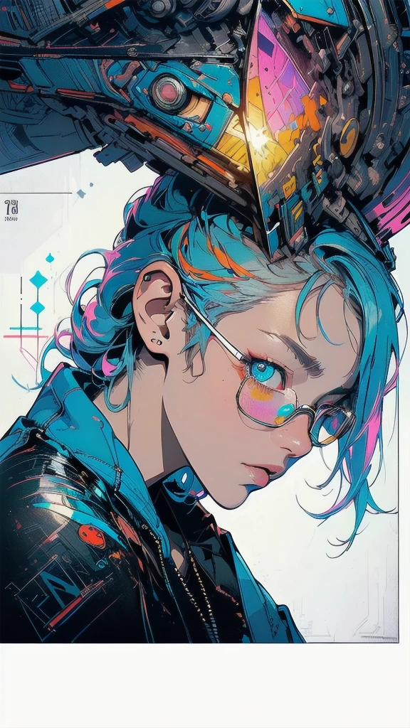 (((masterpiece, highest quality))),(((solo:1.2))),(((1girl:1.2))),32k wallpaper, very detailed, poster, vintage science fiction,(((((geometric cinematic movie poster))))), ((bauhaus)),(shape),(((abstract))),(mid century modern),movie poster,(((((portfolio))))),(((((Close-up))))),(((((bust up))))),((((more various angle)))),((((highlight)))),((((heterochromia)))),(((complete. detailed face))),((((Extremely talented)))),(((((most complecated futristic))))),(Colorful color scheme),(((detailed unlimited complete equipment : fullcover reflection lens goggle))),(((((Absolutely simple background))))),(((texture:grunge))),(((Cheek resting on hand))),((Rest on your chin)))