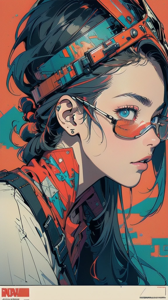 (((masterpiece, highest quality))),(((solo:1.2))),(((1girl:1.2))),32k wallpaper, very detailed, poster, vintage science fiction,(((((geometric cinematic movie poster))))), ((bauhaus)),(shape),(((abstract))),(mid century modern),(((((portfolio))))),(((((Close-up))))),(((((bust up))))),((((more various angle)))),((((highlight)))),((((heterochromia)))),(((complete. detailed face))),((((Extremely talented)))),(((((most complecated futristic))))),(Colorful color scheme),(((detailed unlimited complete equipment : fullcover lens goggle))),(((((Absolutely Scarlet background))))),(((texture:grunge))),(((Cheek resting on hand))),((Rest on your chin)))