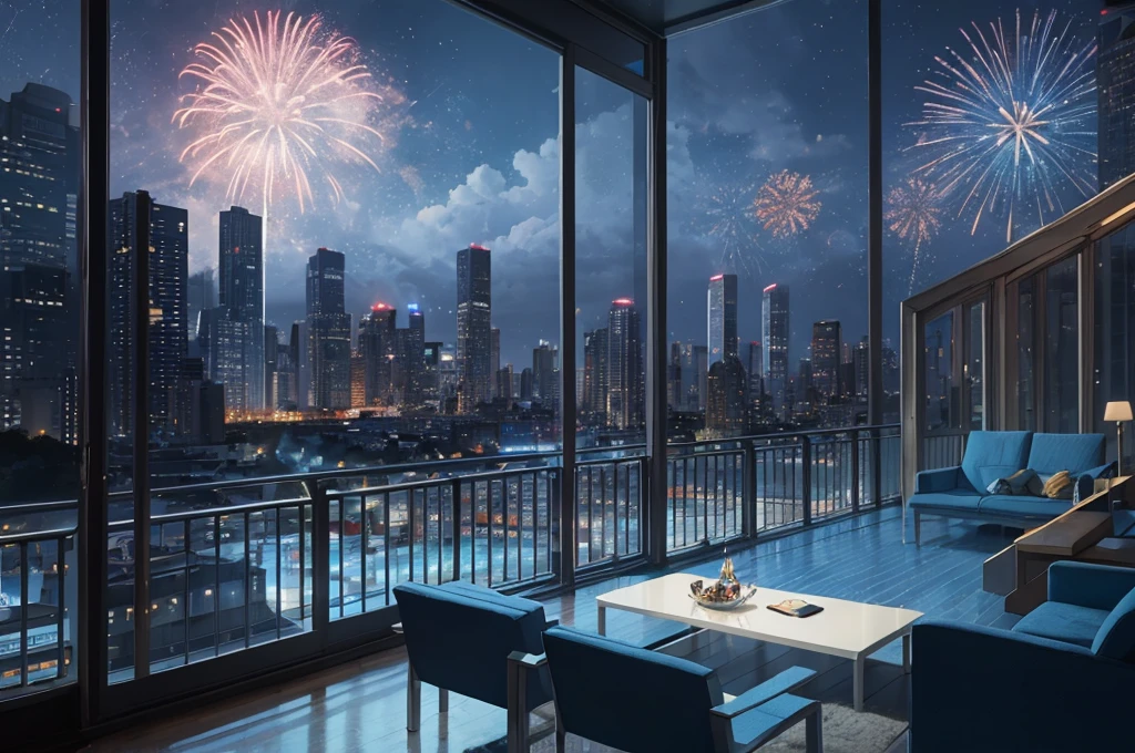 Blue Casino, city center, HDR, 4K resolution, Blue Moon, Fireworks, Modern Architecture, , indoor, Blu-ray, 45 degree viewing angle