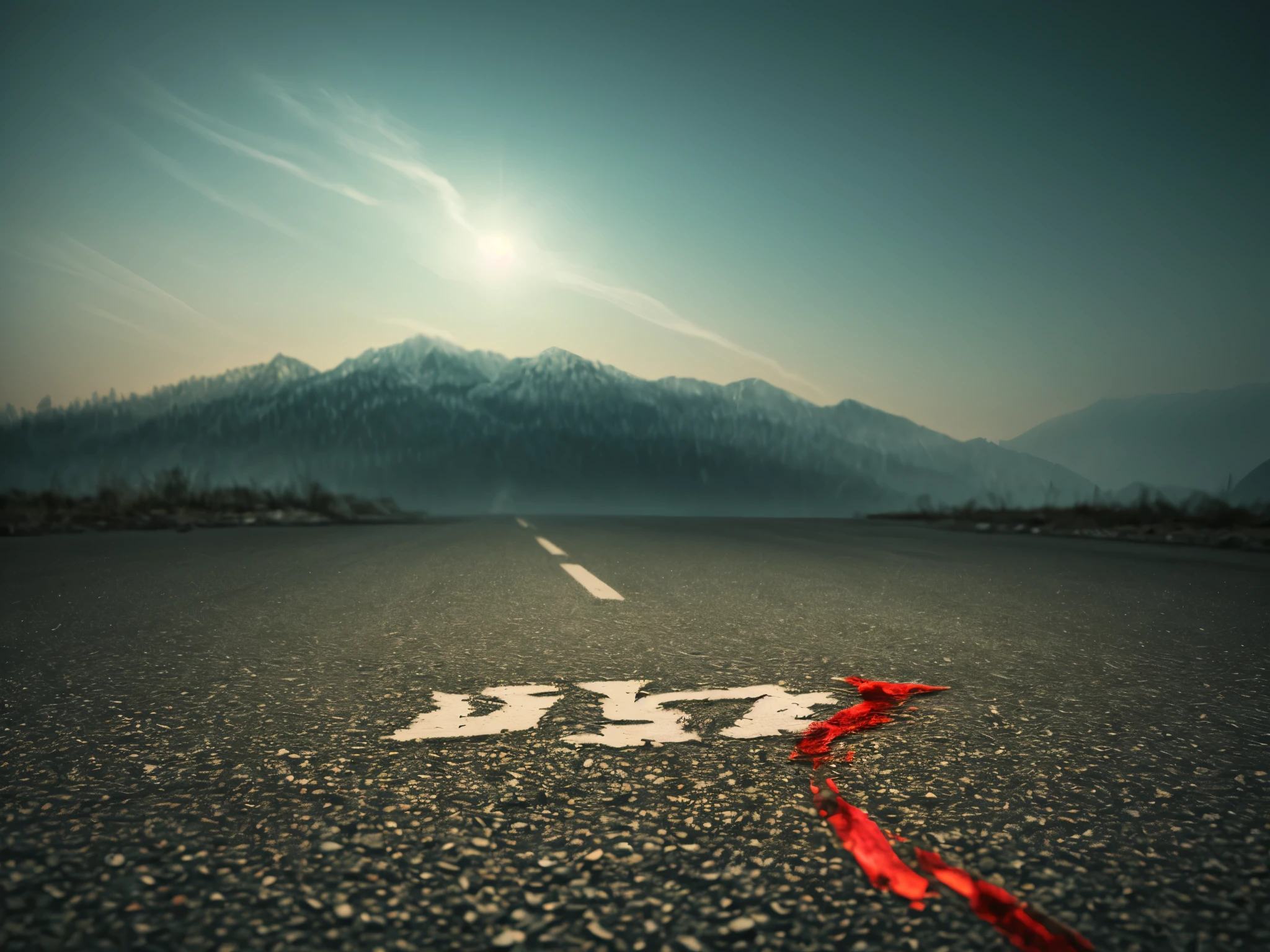 (motion trail visual effect), Coins and banknotes falling from above on the asphalt of the road covered with blood. Some banknotes are stained and soaked with blood. Coins roll and leave a red trail. Street level view from afar. [Coins and banknotes falling from above:1.5]. High details, high quality, [[photorealistic Chromatic aberration]], digital photograph, HDR, high contrast, (cowboy shot), masterpiece. [The scene is surrounded by mist, evoking a mysterious and eerie atmosphere. The lighting is dark and atmospheric, with smoke adding a touch of sinister ambiance. Best quality image, HDR enhancement, showcasing the utmost level of detail and realism]. [8K, Best Quality, Ultra High Resolution, (highly detailed CG unity 8k wallpaper), (best photo), (best shadows), isometric 3D, octane rendering, ray tracing, highly detailed, (Best quality, 4K, 8k:1.2), absurdity, ultra detailed, (realistic, photorealistic, photorealistic:1.37), complex parts, HDR, (complex parts:1.12), (hyper detailed, hyper realistic, Soft lighting, spicy:1.2), (complex parts, Hyper detailed:1.15). Blurred foreground. (backlit), masterpiece, high quality, brightness, chromatic aberration, foggy smoke, shadows, contrast, clear sky, (warm hue, warm tone), high details, natural reflections]. many details.