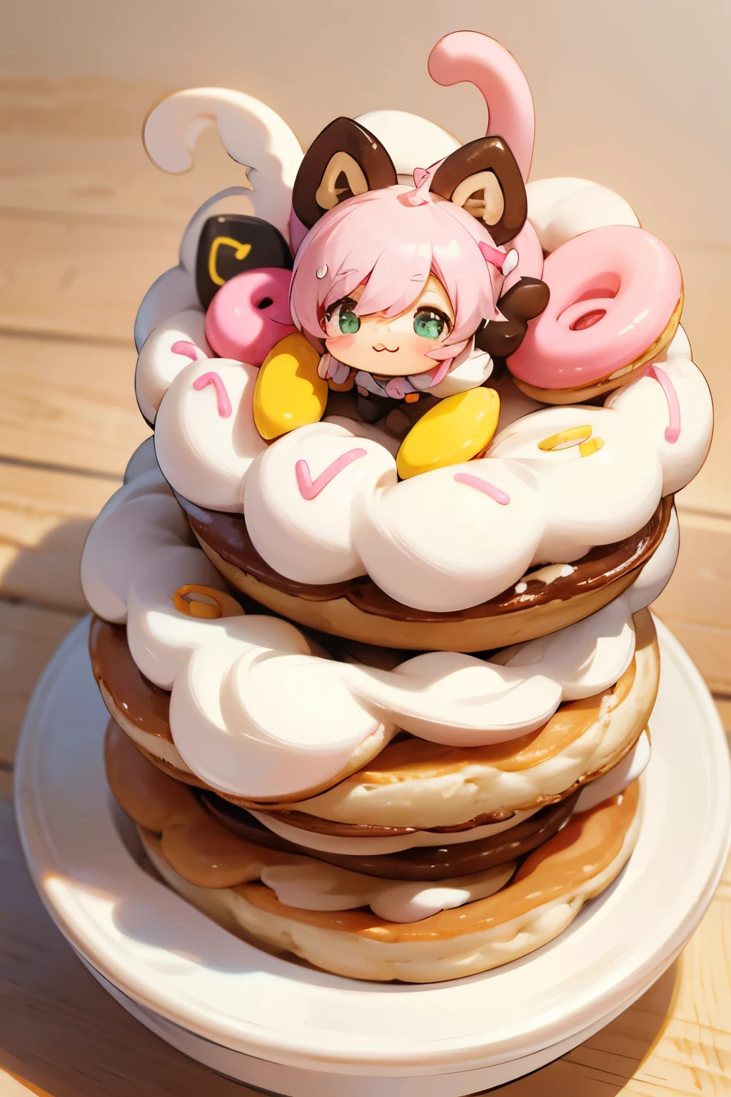 there are many different types of donuts and cupcake on the table, Anime Food, eating cake, Cute and detailed artwork, sweets, Pastries, baking artwork, cuteパン屋さん, Pastries, amazing wallpaper, cute cat, cake, Cute and detailed digital art, Great food illustrations, アニメのCat, wallpaper!, Cat , cute カラフル 愛らしい, Trying to consume you, cuteアートワーク, cute