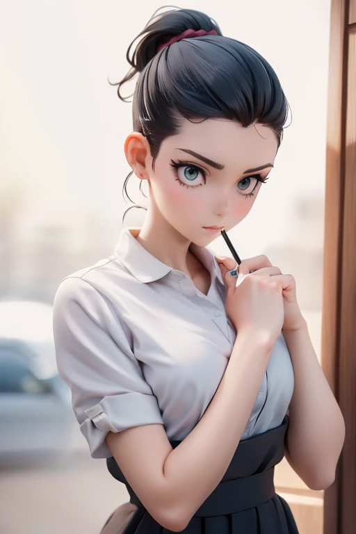 Cool woman,Sharp,Hair style slicked back,The forehead is visible,Married Woman,whole body,Character portrait