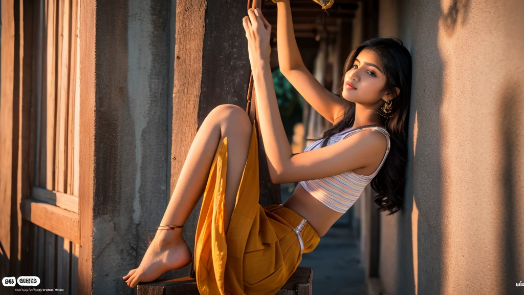 A Cute Indian 18 Year Old Girl , Wearing Top And  Skirt , Very Cute , realistic ,8k Image , High Quality , hung , VerHot , Sexy