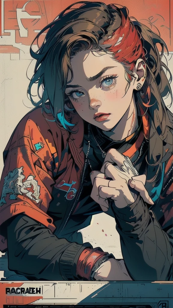 (melhor qualidade:1.4), (Incomparable masterpiece), (ultra high definition), (Ultra realista 8k CG), (fotorrealista:1.4), Cinematic Light, gray eyes, dark look, dark and scary background, post apocalyptic country, survivor, hunger, old and retro place, retro, researcher, investigative pose, suspense, curly hair, curls, brown hair, tronco, colar bonito de pedra, long hair, pequenas manchas de sangue no rosto, pele marrom, Magic necklace, braids in hair, braided, sem franja de cabelo, pose legal, lore-friendly,
