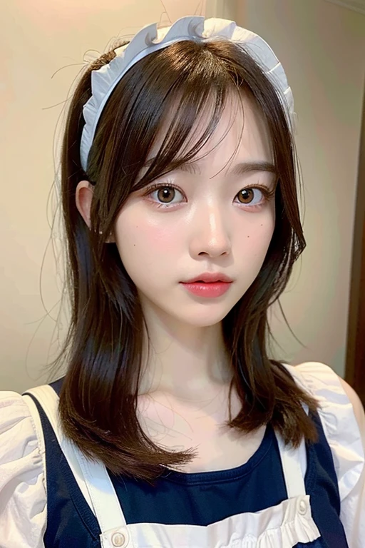 (masterpiece:1.3), (8k, Realistic, RAW Photos, Best image quality: 1.4), (Random Hairstyles:1.2)、(Highly detailed face)、Attention to detail、double eyelid、(Dark Eyes),(Sharp focus:1.2),One Woman、Beautiful woman:1. 4,25-year-old woman,(Woman in maid clothes:1.2),Restaurant、(Full body photo:1.3),Chest-length hair、Highest quality、masterpiece、Ultra-high resolution、(Realistic:1.4)、super high quality、Symmetrical face、The face is very realistic、Photo level、8k最高画質はフル、Sebaceous reflex、The face is very realistic、Extremely realistic skin、Realistic light and shadow effects、(innocent and classy girl),Professional Lighting、Sexy pose