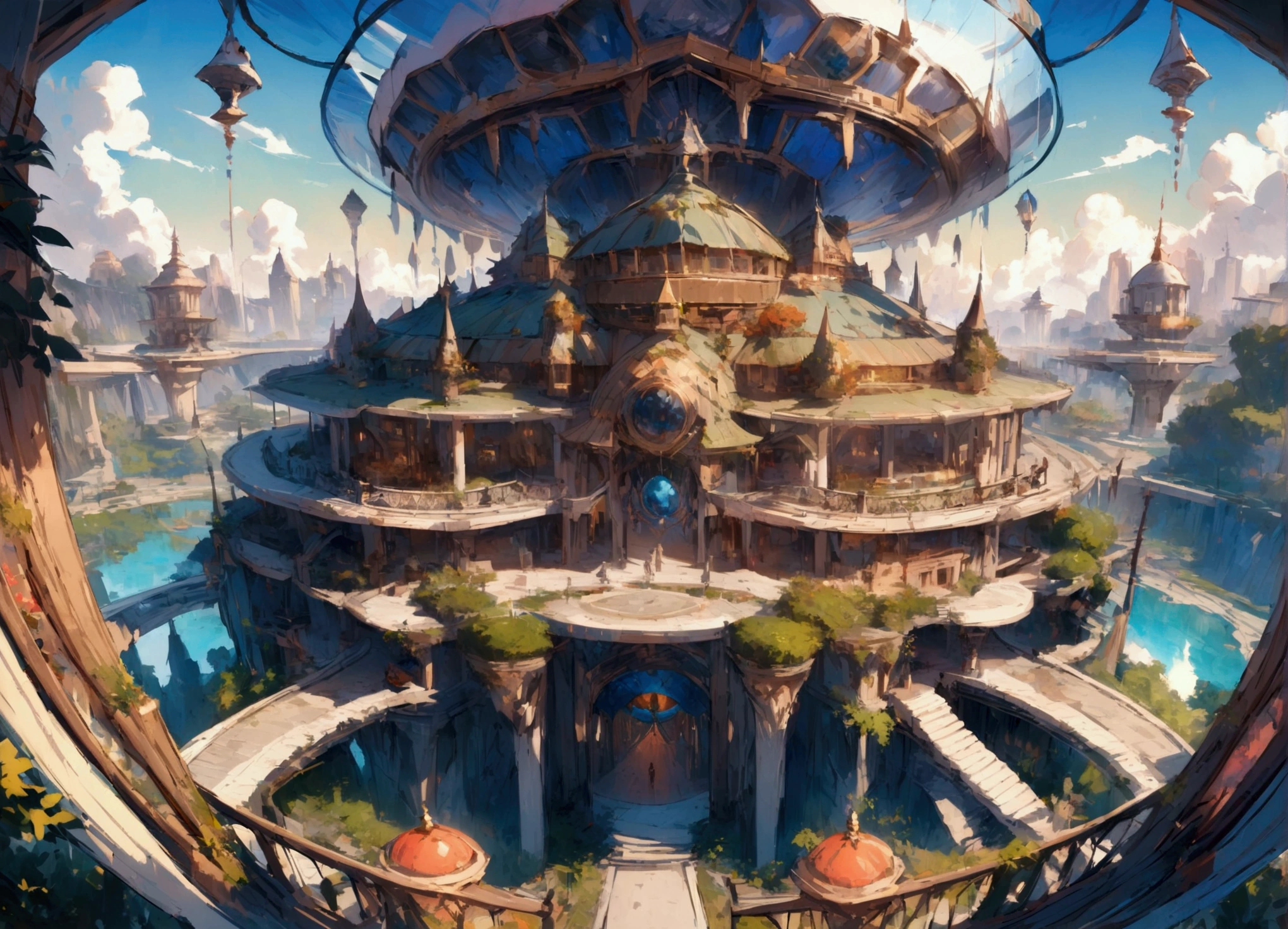 (masterpiece, Highest quality), Description of a utopian world, sf, Amazing architecture, Different dimension, peaceful
