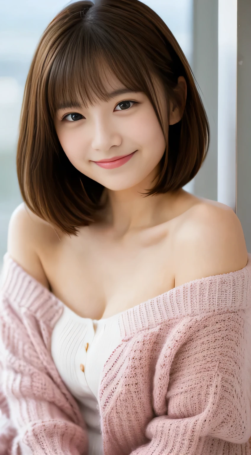 masterpiece,best quality,(Japanese girl),((Beautiful girl)),cleavage,(off shoulder:1.2),(perfect body beauty:1.2),(shy smile)