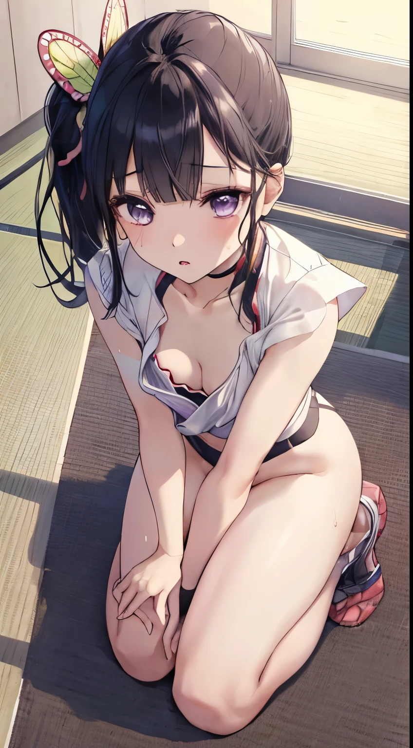 (((nsfw))),topless, Highly detailed eyesと顔,Highly detailed eyes, Ultra-realistic 8K CG,masterpiece,((Highly detailed background,Delicate pattern,Intricate details, Detailed and beautiful eyes)),The best quality in the best condition,Very very very detailed face,((OlympicStadium)), ((((Top view, Crouch down, Down blouse)))), breast enhancement, (Sweatで濡れている, Nipple Contour), Cleavage, shy, Sweat, Waistline, Athletics, Cute ass, Olympic競技場, Japanese representative player, masterpiece, Highest quality, High resolution,walk short distance, Race, A large number of people, walk short distance, A strong start,
Kanadev, 1 girl, alone, Purple eyes, Black Hair, Long Hair, blunt bangs, bangs, hair ornaments, bug, butterfly, Side Ponytail, butterfly hair ornaments,
whole body, Stadium,Olympic, Looking at the camera, 1 girl, , software, High resolution,masterpiece,Highest quality, ,1 girl, , Hair Flowers, Cha-cha dance, Athleticsのユニフォーム,