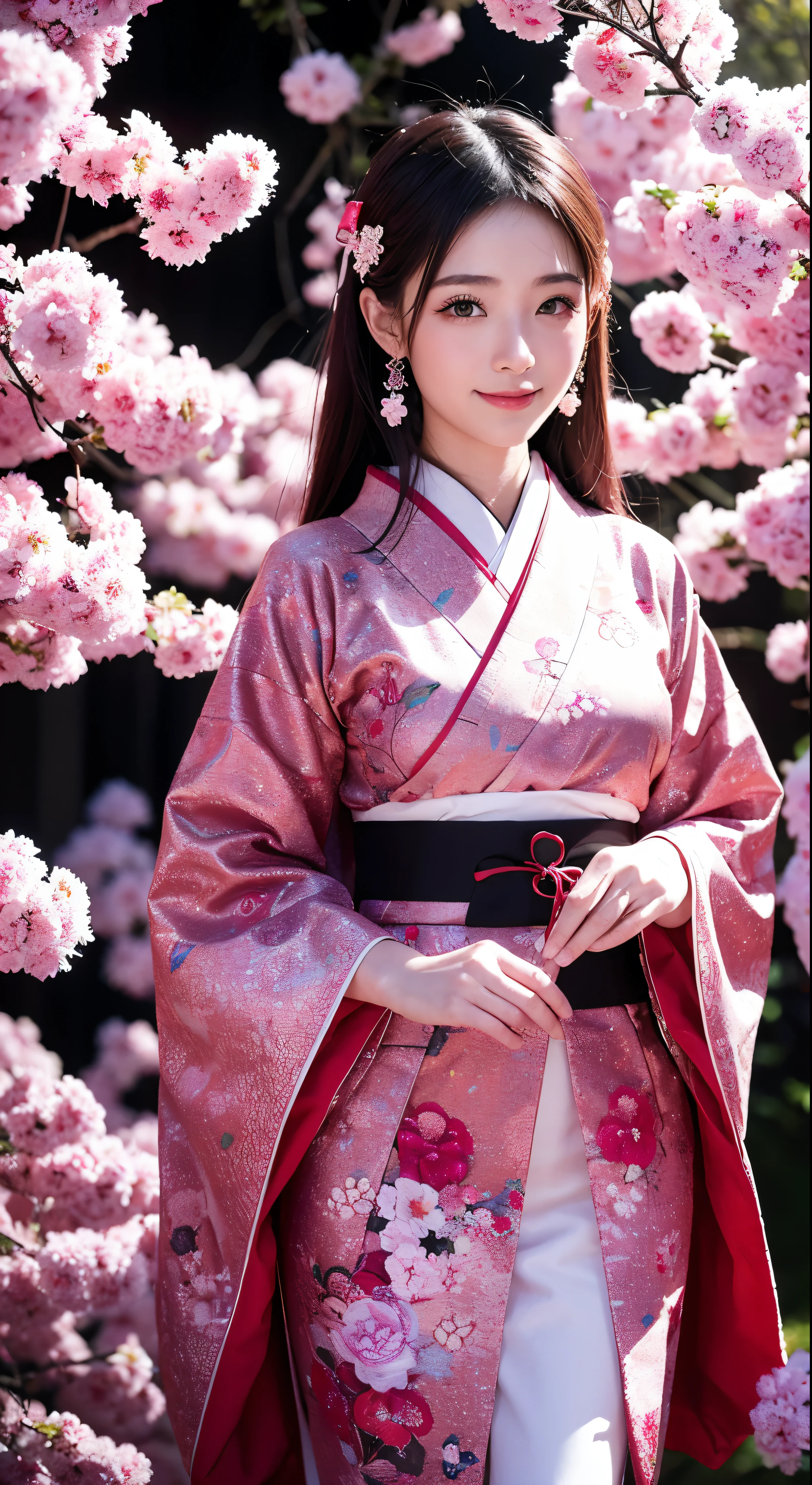 with high definition images，beginning of the year:　Japanese New Year&#39;s Eve、new yearあけましておめでとうございます、new year、Shimabara Yuuhi、Lip Gloss、Long black hair、Facial details、Down jacket outfit、Long lockedium Hair、Thick eyebrows、Sharp yellow eyes，Full body high quality images