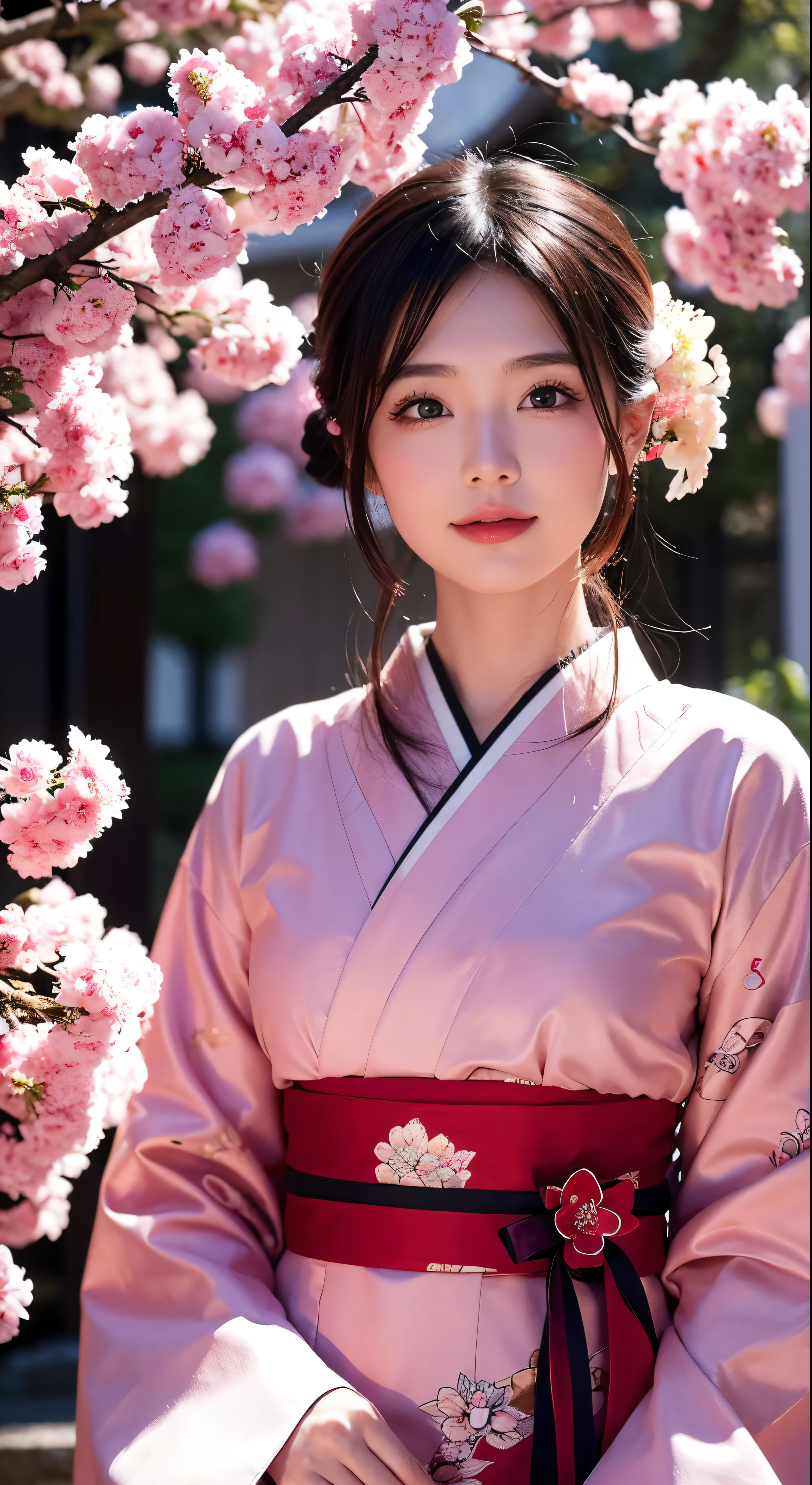 with high definition images，beginning of the year:　Japanese New Year&#39;s Eve、new yearあけましておめでとうございます、new year、Shimabara Yuuhi、Lip Gloss、Long black hair、Facial details、Down jacket outfit、Long lockedium Hair、Thick eyebrows、Sharp yellow eyes，Full body high quality images