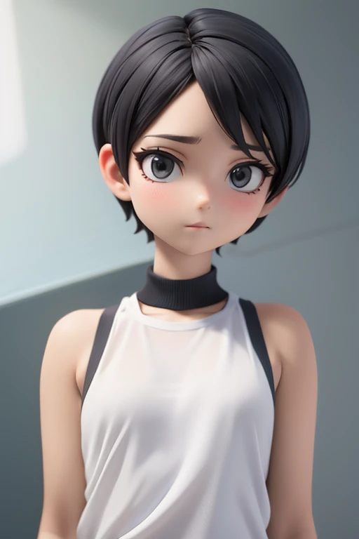 Cool woman,Sharp,boyish,The forehead is visible,Married Woman,whole body,Character portrait,Short Hair,Short Hair,Very Short Hair,slender,Slender,Jersey,Wet