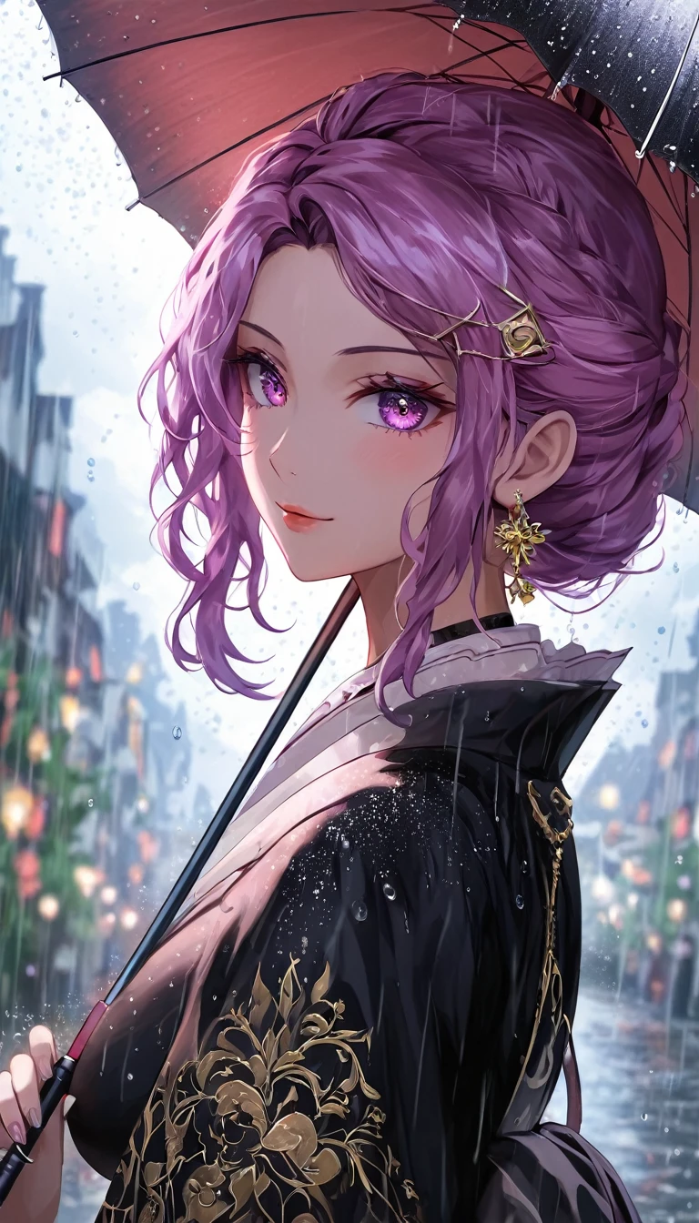 hydrangea、umbrella、Gal、ice、Particles that glow throughout、Dimly、rain、Fisheye Lens:1.2、depth、far and near method