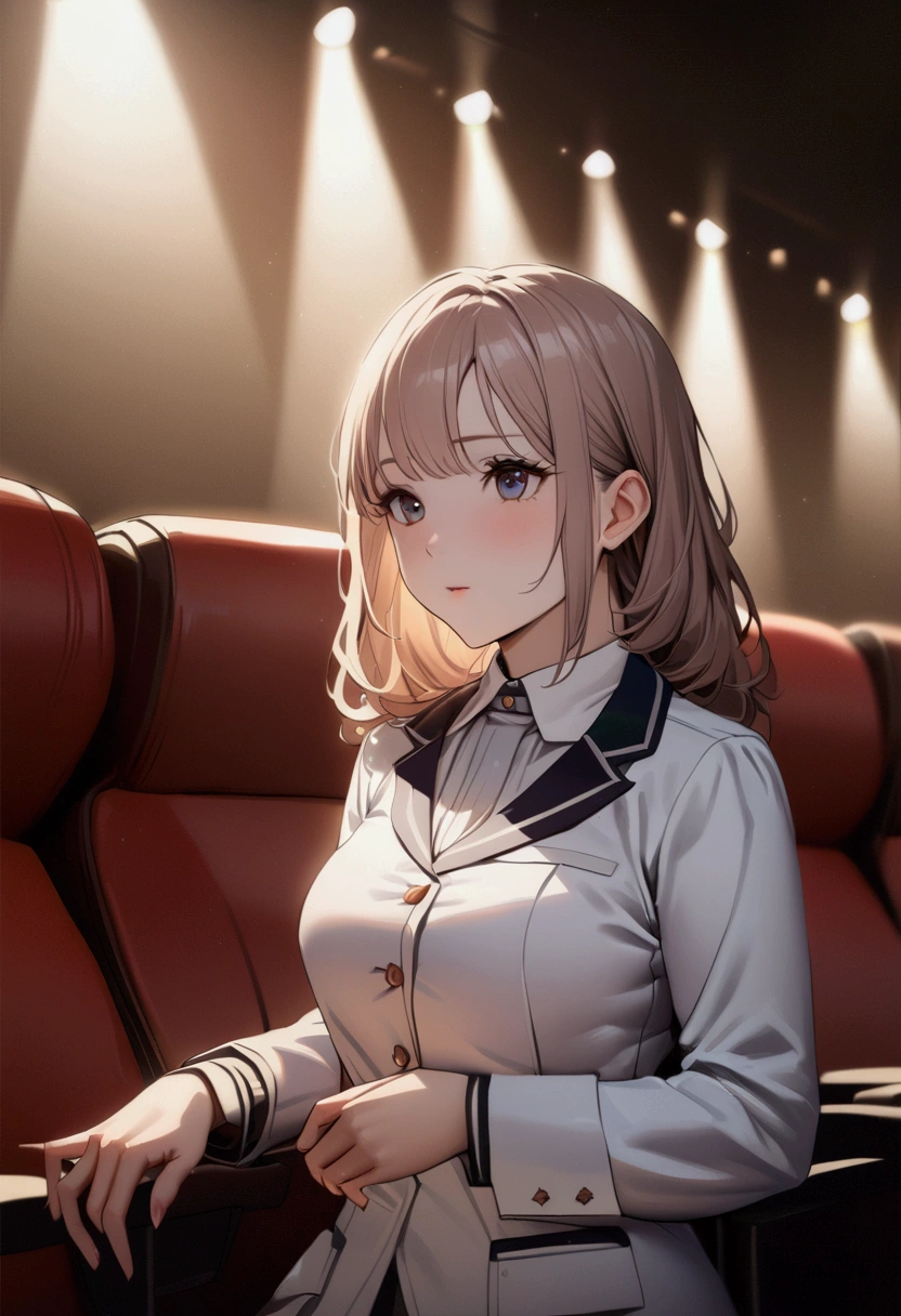masterpiece, Ultra-high resolution, (Reality: 1.4), Original photo, One girl, mature,Blue JK uniform, Cinema Lighting