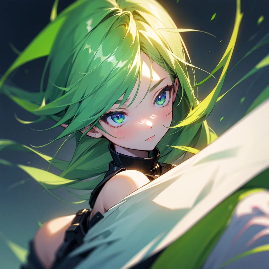 Android、girl、Hair green、