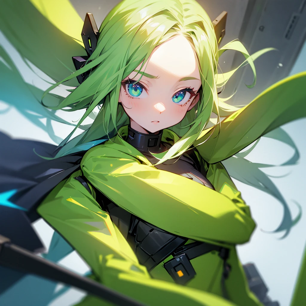 Android、girl、Hair green、