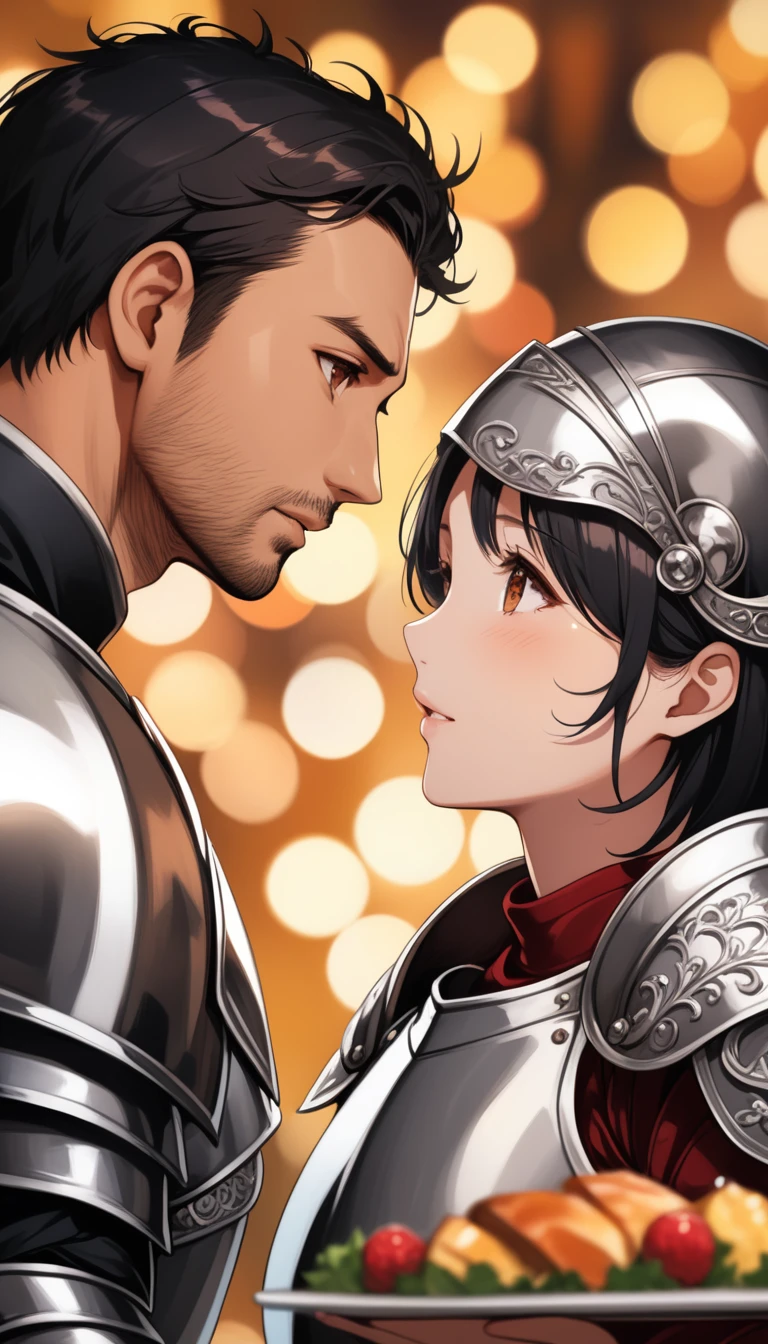 Brat, ((masterpiece)), High resolution, 10 years old、girl、 Brown Hair、Short Bob、((smile、Grin))、Embarrassed face、Excited、Sweating all over the body、Drooling、Bright Blue Eyes、smile、((Grin))、Earrings、Disturbed、Light、Motion Blur、Simple armor、A woman licks a man&#39;s penis、Putting a penis in your mouth、Cum on woman、Cum on Armor、lump of semen、semen dripping from penis、From the side