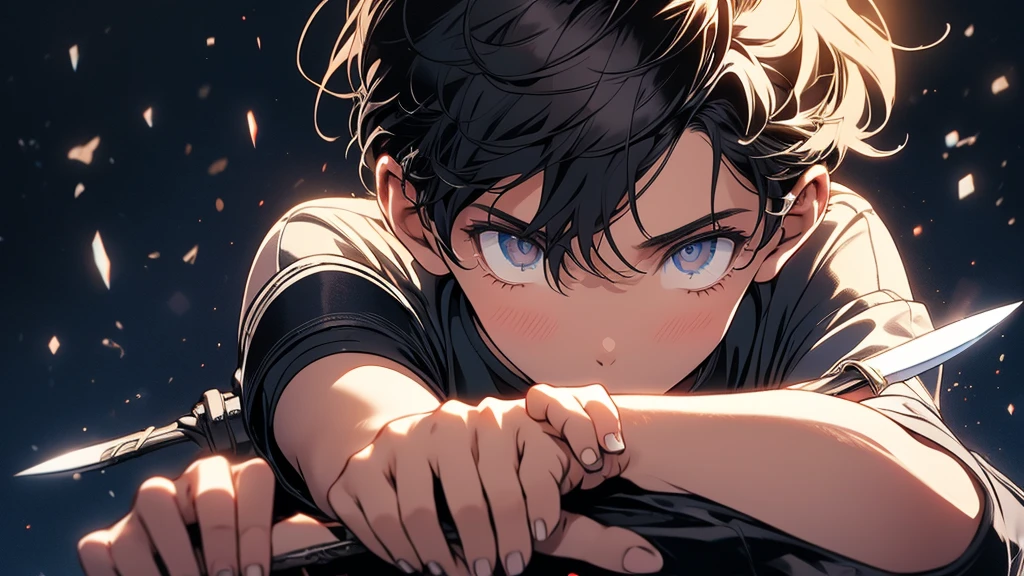 a boy holding knife