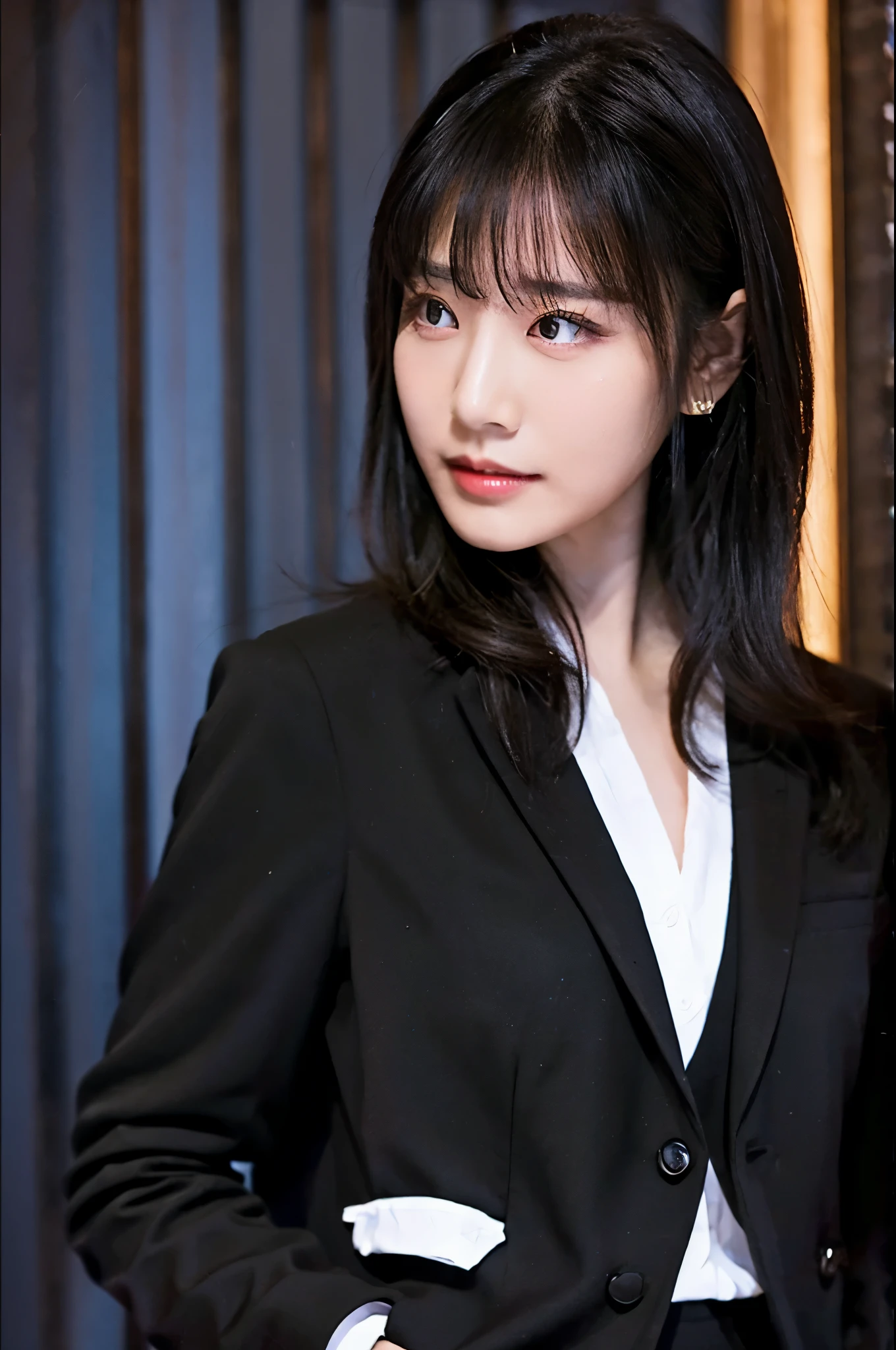 Black hair neat woman、suit