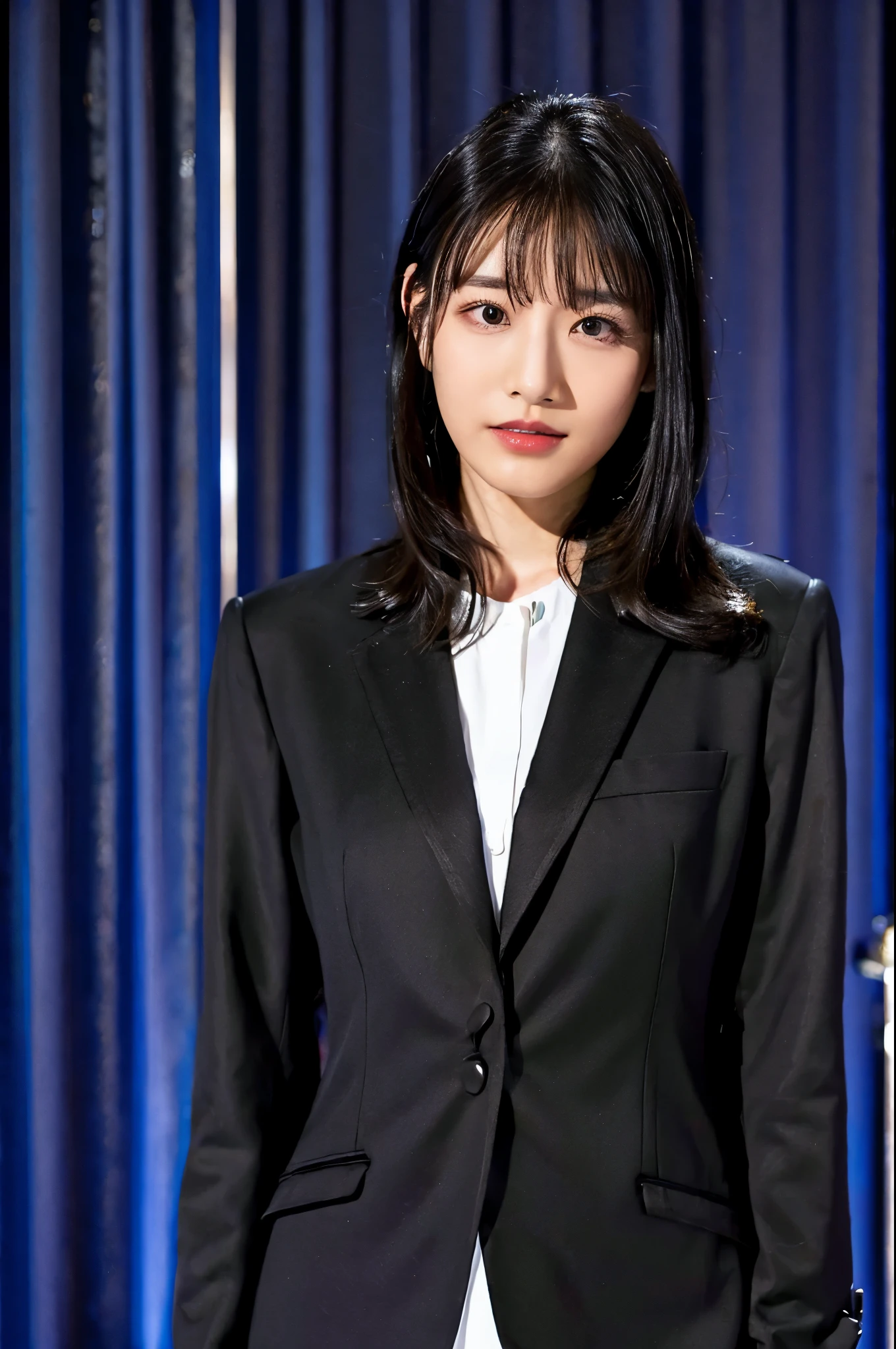 Black hair neat woman、suit
