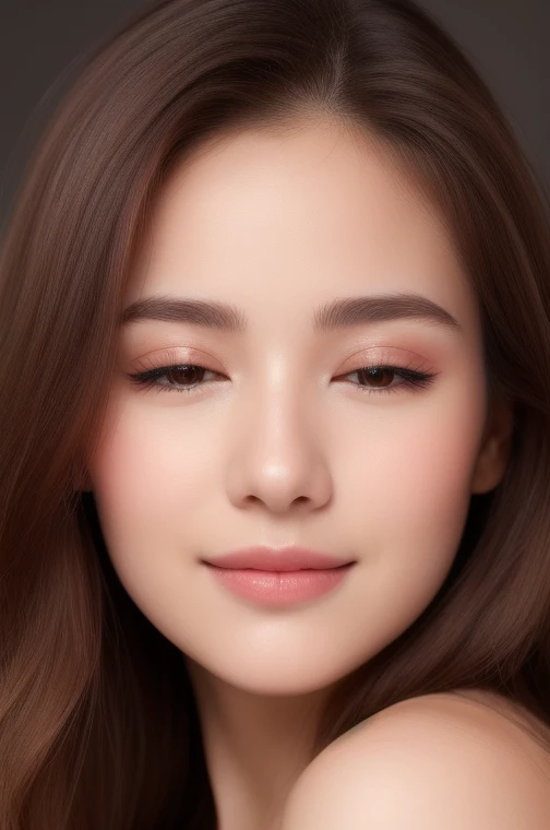 best quality,ultra-high resolution,highly detailed,masterpiece,8K,raw photo,realistic,portrait of a beautiful girl,(young beautiful 18-year-old girl),solo,smiling,natural makeup,double eyelids in both eyes,closed eyes,slender figure,detailed beautiful face,detailed beautiful nose,detailed beautiful lips,longeyelashes,long eyelashes,blush,slender,beautiful bright pupils,