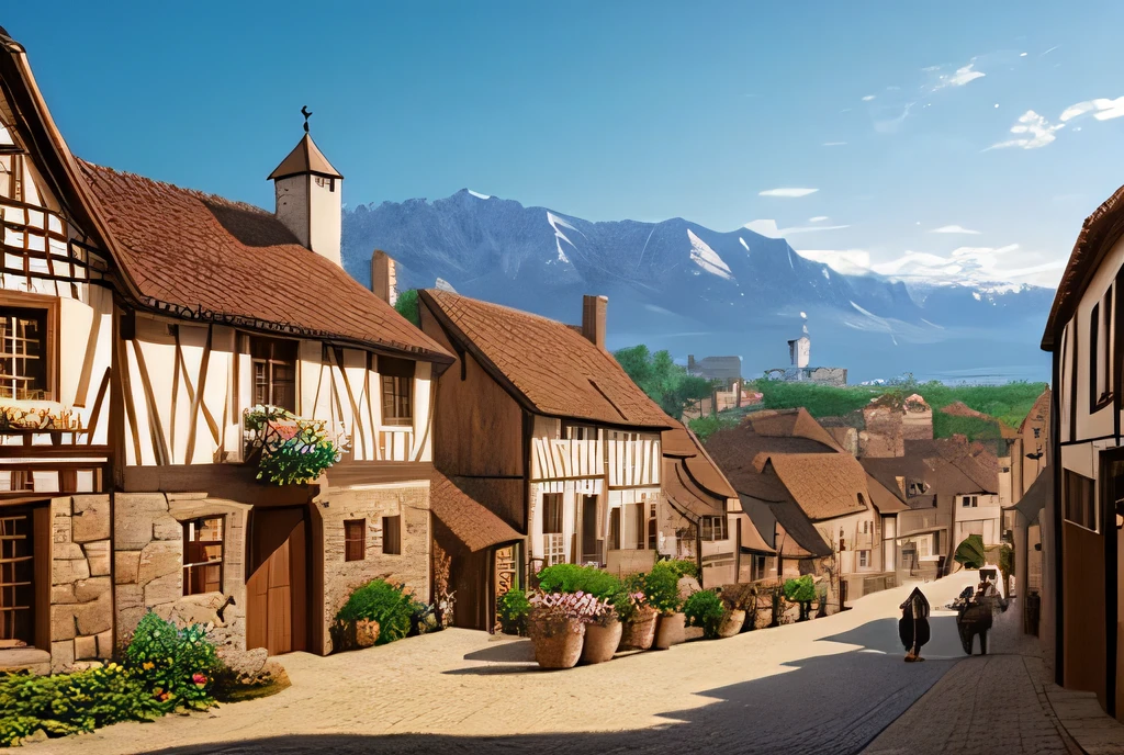 A medieval townscape,Art Concept,design,Villager