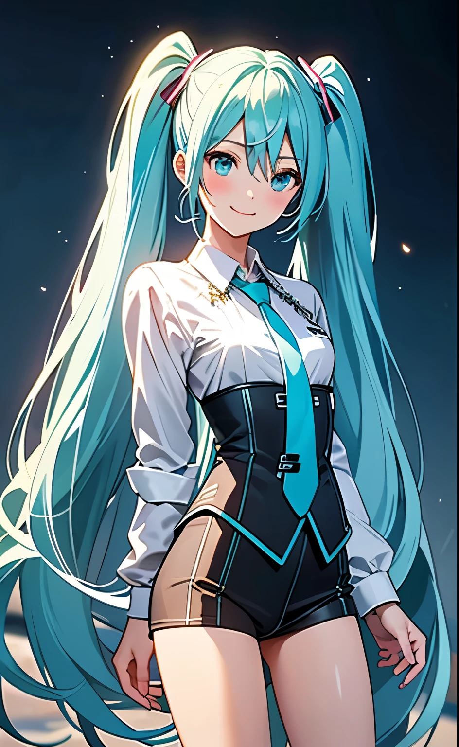 (masterpiece:1.4、top-quality、illustration:1.4,realistic、)、(character focus、breast focus,cowboy shot:1.3)、(1girl),(clear face:1.3),(miku hatume),cute face,blue eyes、()、
,(stand:1.4),(Shining smile),
,(slender),(business suit:1.3),
(fluorescence light green long hair:1.6,,),(twintails), (small breasts:1.3)、
、slender、hatsune_miku_bluearchive