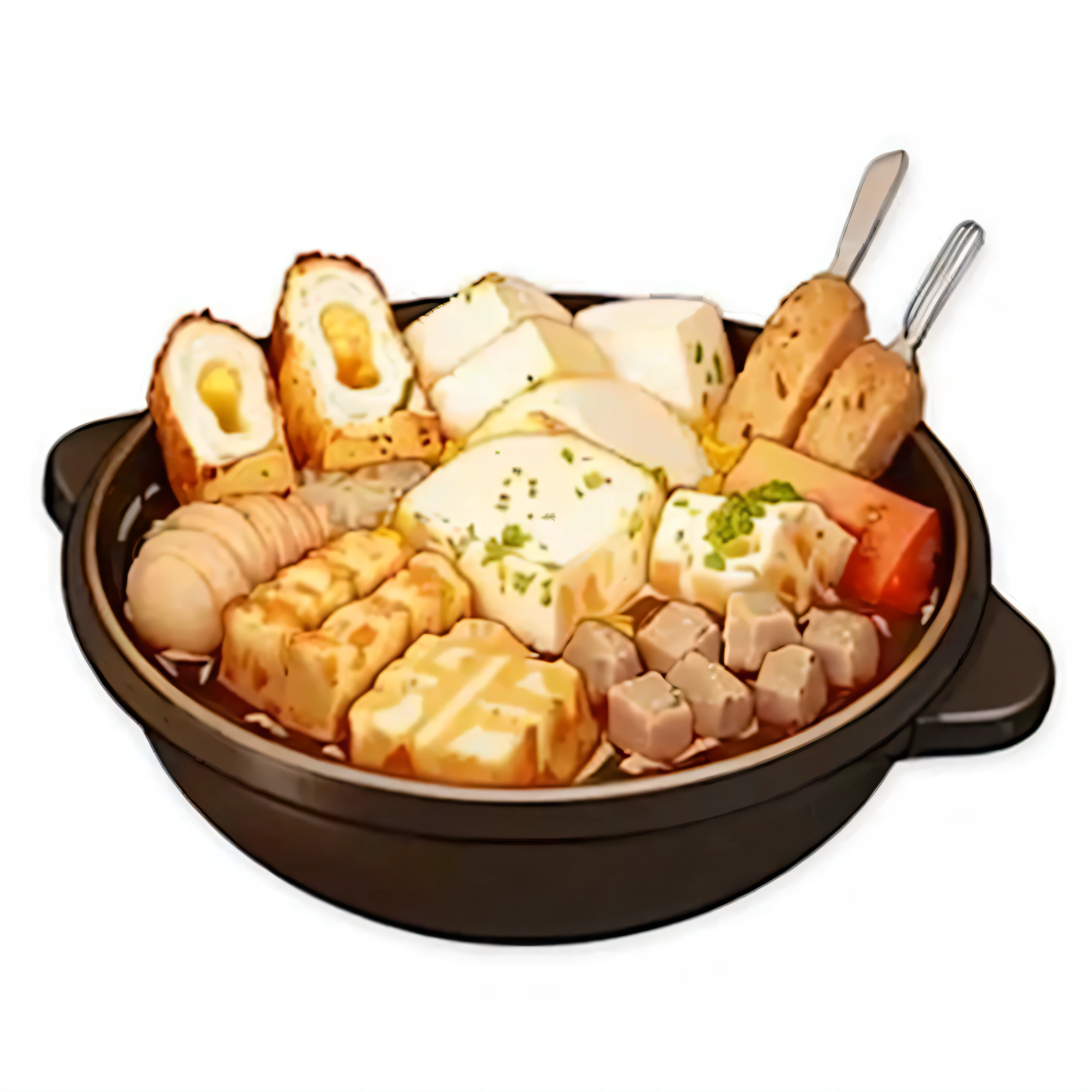 There is a bowl of food,There is meat and vegetables inside, Anime Food, bowl filled with food, Map tofu cartoon, Monitor, cooking, Written byKanbun Master, Tanjiro, ❤🔥🍄🌪, delicious food, Cangyue, Fleshy, cooked, boiling, cooking it up, pot, hot food, unknown