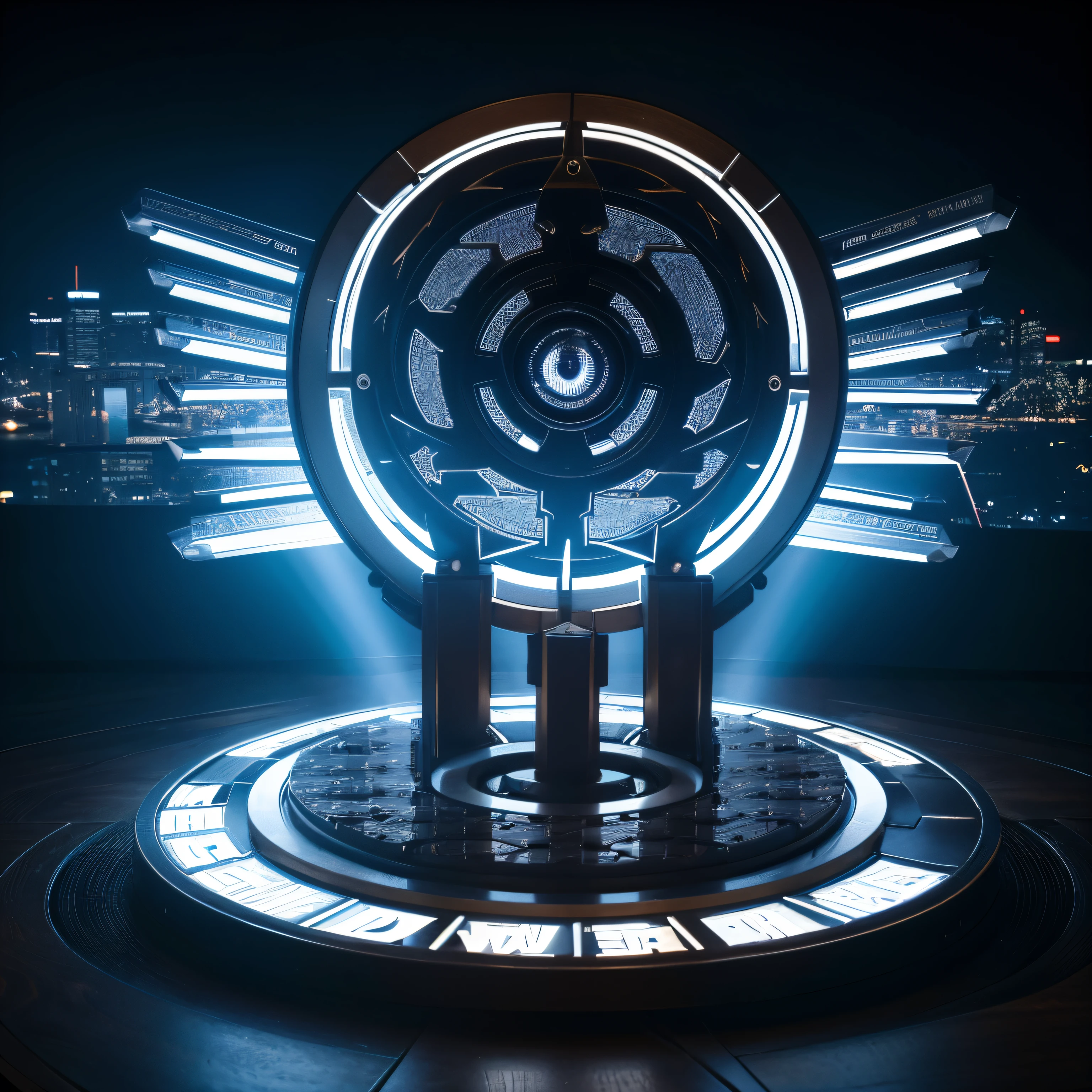 look at view, logotype, Cyberpunk HD, Armory, shadow network, consensus, complex network pattern made of light,In the center is a bright eye,Symbolizing the power of wisdom and information, No humans appear, remove background