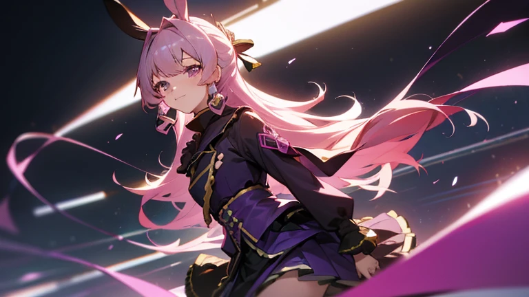 (masterpiece), (Highest quality), (Super detailed),(Disheveled Hair),(figure), (One girl), Are standing, smile, Beautiful attention to detail,Slanted Eyes、 Bright purple eyes, Beautiful face in every detail, (kamisato ayaka: 1.2), Focus on the face, Long Hair, kamisato ayaka(Genshin Impact), Pink Hair, Detailed Hair, bangs, Best lighting, Best Shadow, Very detailed, Vibrant、Mature、White bunny ears、Background white