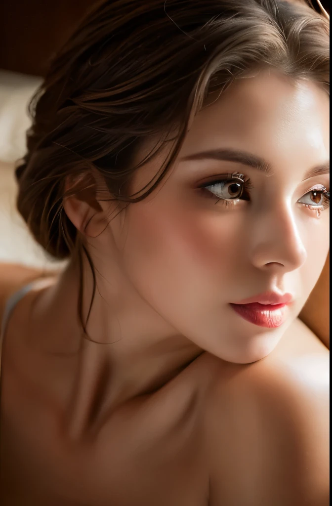 a beautiful detailed woman, detailed eyes, detailed lips, extremely detailed face, long eyelashes, sensual pose, erotic, seductive, intimate, soft lighting, warm colors, cinematic, (best quality,4k,8k,highres,masterpiece:1.2),ultra-detailed,(realistic,photorealistic,photo-realistic:1.37)