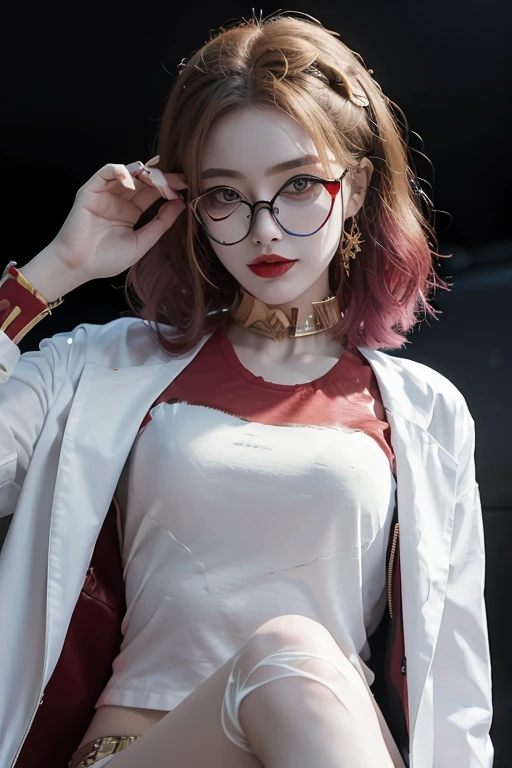 Highest quality、masterpiece、High sensitivity、High resolution、Detailed Description、Slender women、Glasses、Clown makeup、