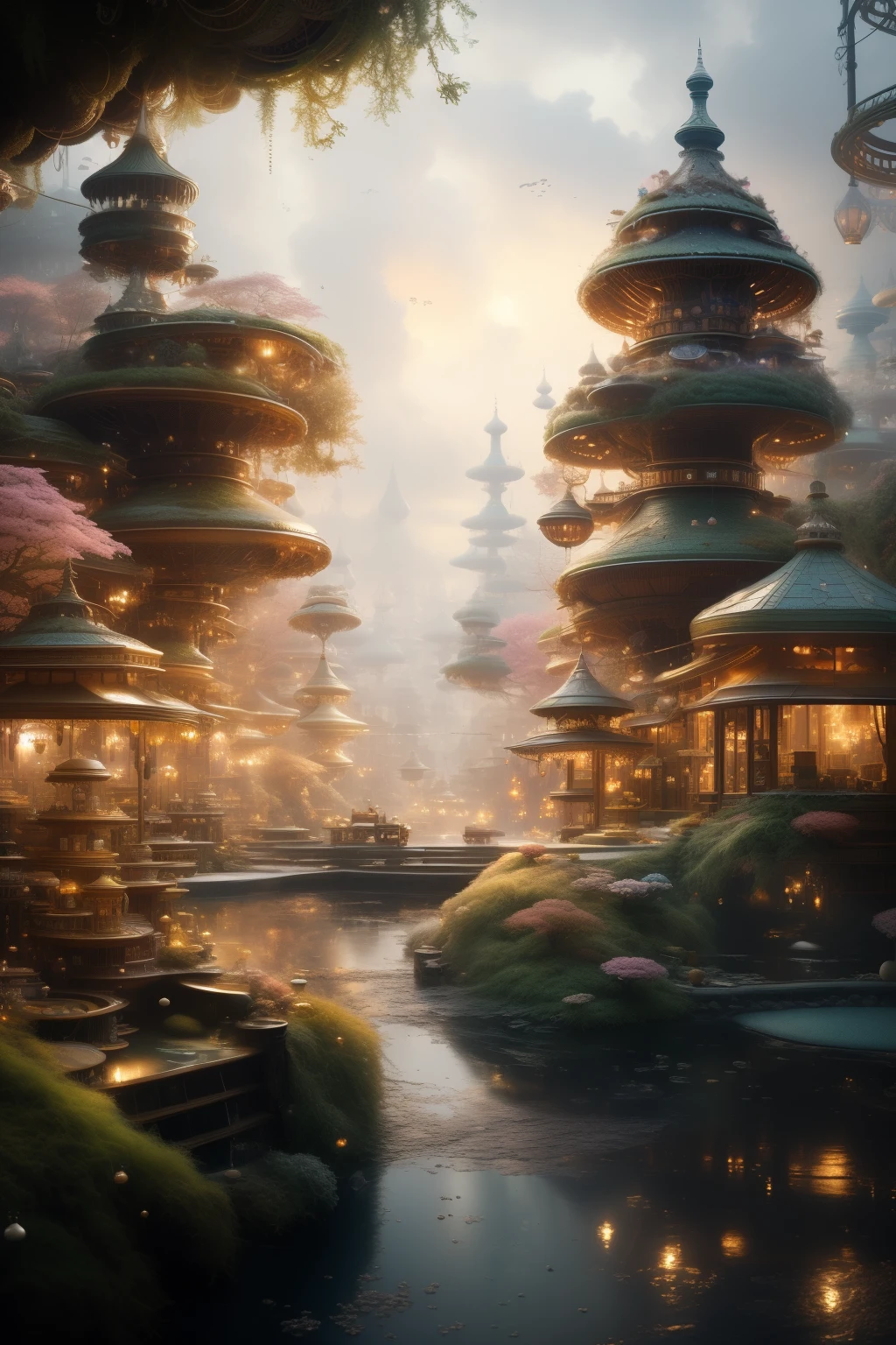 a beautiful young woman, eating donut in a fantasy donut world, giant donuts as houses, donut trees, donut mountains, pastel colors, dreamy, ethereal, whimsical, cute, adorable, high quality, 8k, intricate details, magical, photorealistic, volumetric lighting, ambient occlusion, vibrant colors, soft focus, delicate, imaginative, surreal, fantasy landscape, cute and whimsical aesthetic, masterpiece, best quality perfect composition, hyperrealistic, super detailed, 8k, high quality, trending art, trending on artstation, sharp focus, studio photo, intricate details, highly detailed, art by greg rutkowski