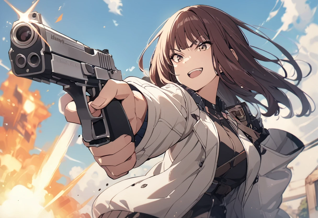 Kiruko aiming a hand gun