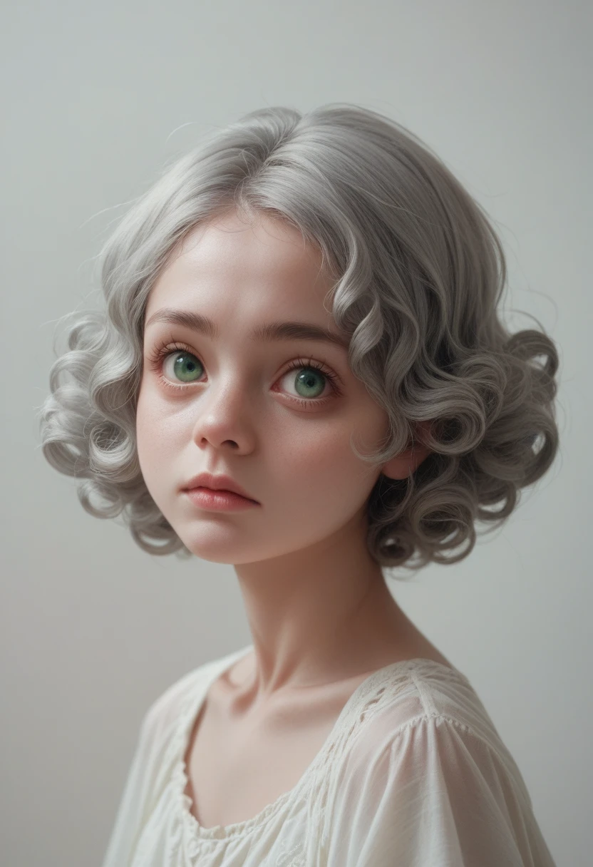 Tia a une silhouette assez élancée. She has curly white-gray hair., she has short hair and large pale green eyes, Detailed face , big face , ((head of'artwork)), ((best quality)), (Photorealistic:1.3), (Super detailed), (a genou), 1fille, Mignon , (gravure pose), (put on cat ears), queue de cheval courte en désordre, pale white hair, Mignon eyes, (white sleeves), (Long off-shoulder sleeves), city street, high resolution, ((nice eyes)),., exposed neckline, chubby, big tits overflow, superior quality, beaucoup de détails, Puri focus Sharp et réaliste