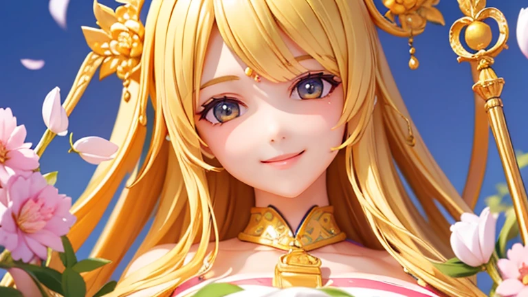 Libra　Classical Beauty　In a sea of flowers　Smile happily　close up