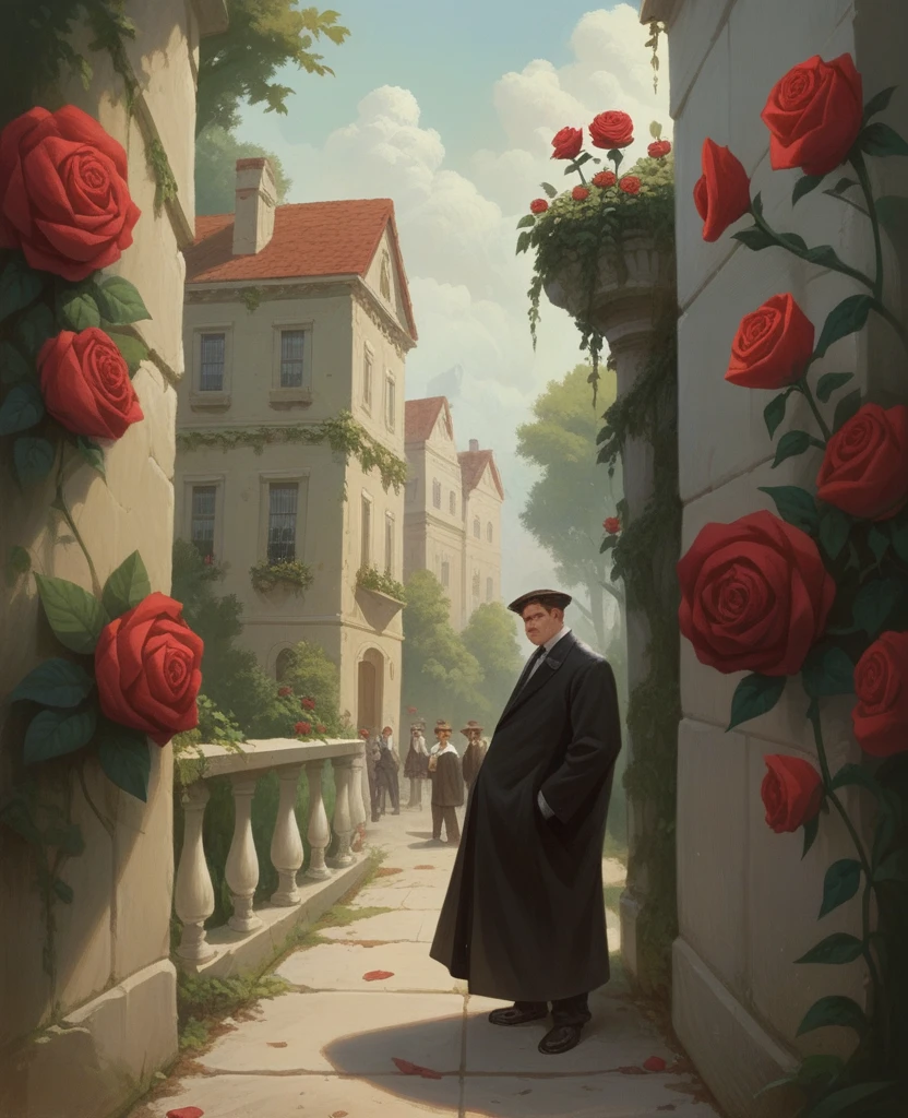 été, désert, ((pas de maison)), nuages roses, une terre envahie par les roses, James Gurney, rendu de la station artistique, objectif ultra-large, Haute définition