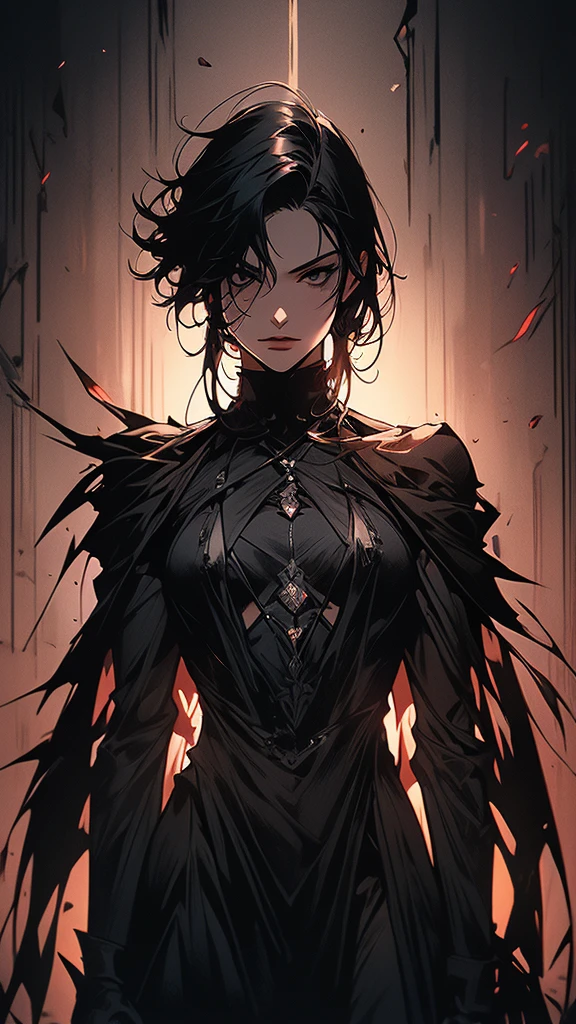 masterpiece,best quality,ultra-detailed,2girl,solo,crow,upper body,dark style,black hair,black clothes,standing,horror theme, nude, sitting, legs spread open showing pussy,