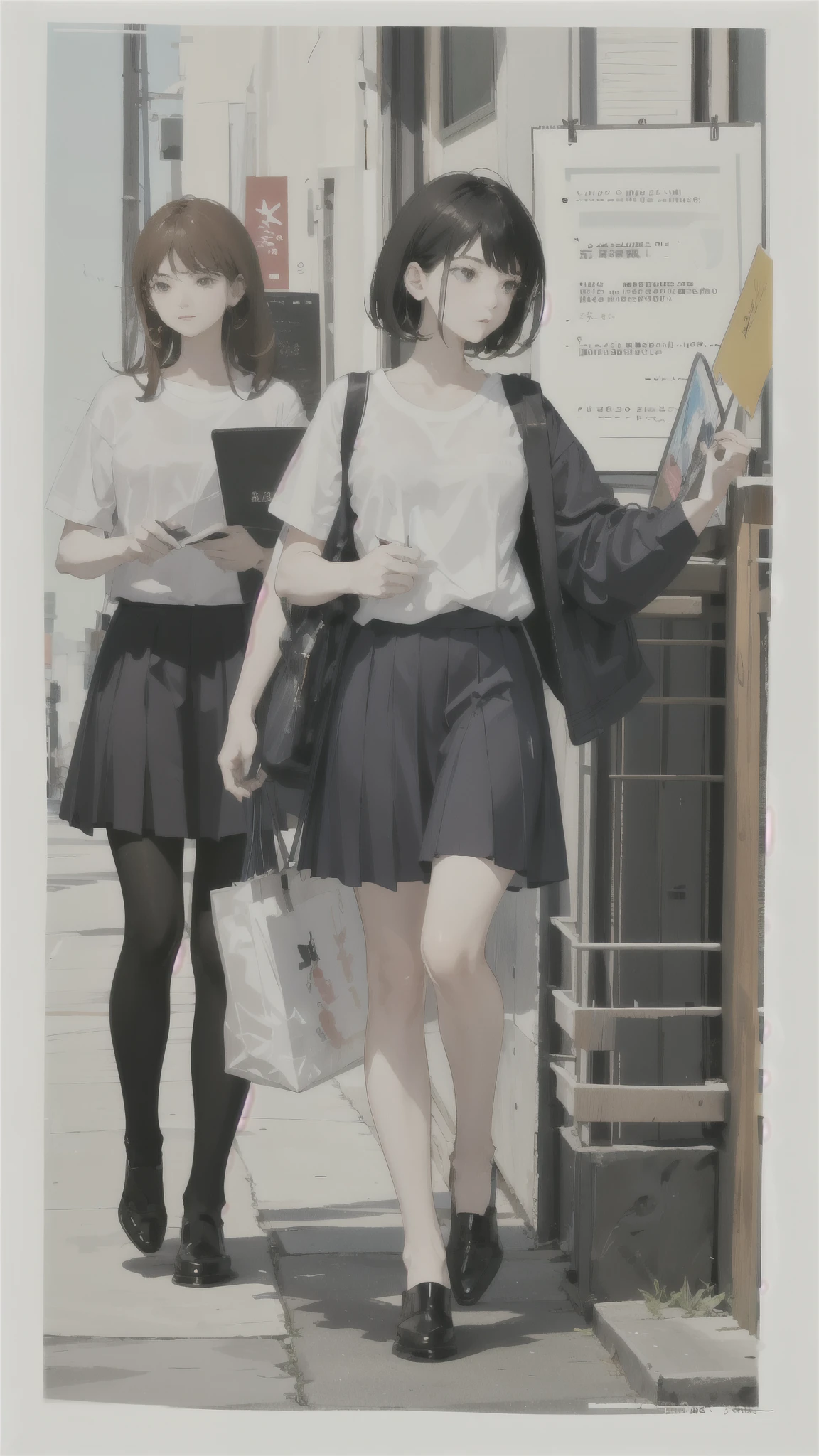 uniform、militaryru、White T-shirt、summer、Black Hair、detailed、masterpiece、Reference Art、Reference Sheet、Multiple Views、Reference Sheet、Model Sheet、