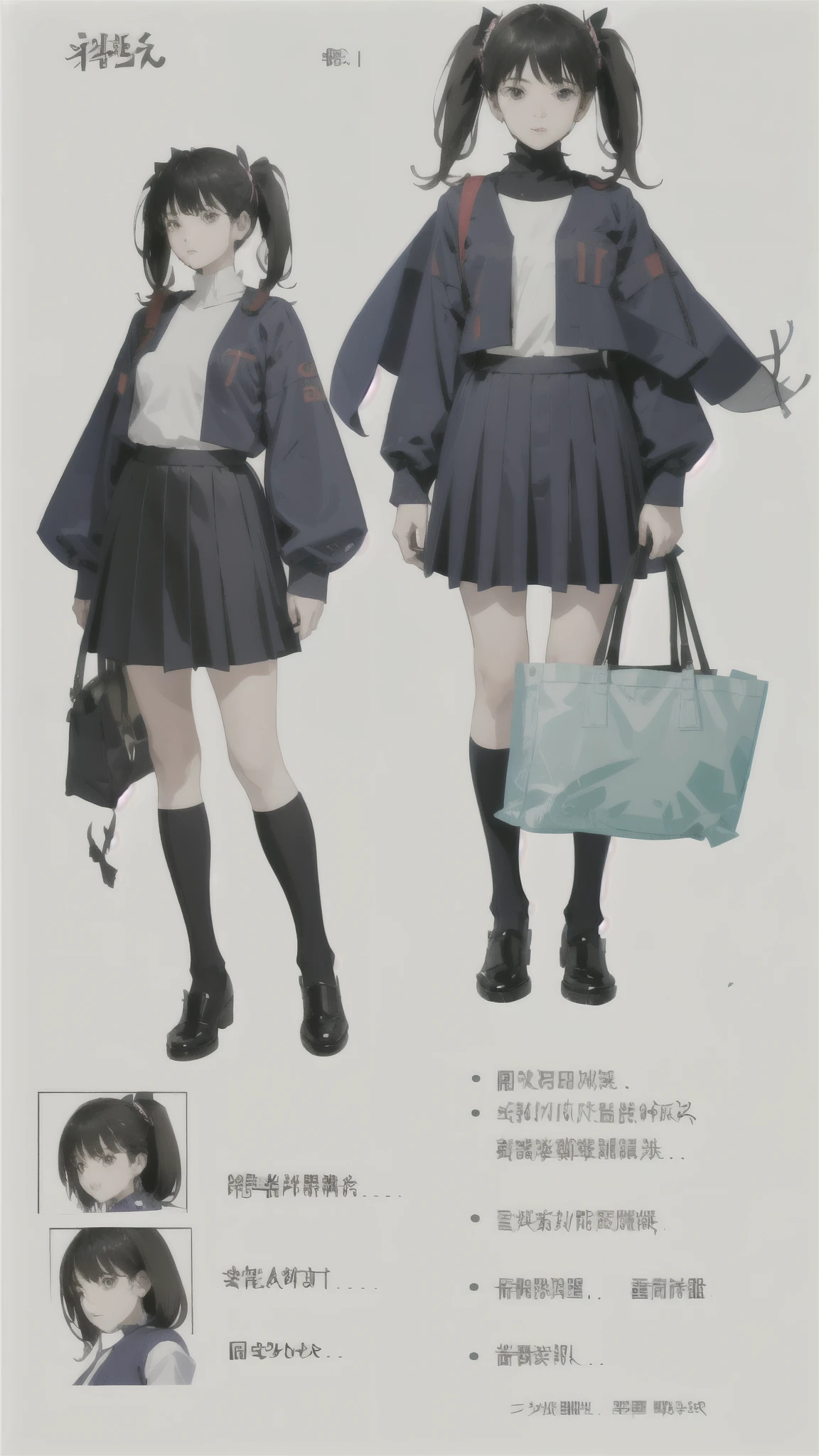 uniform、militaryru、Girl、Black Hair、detailed、masterpiece、Reference Art、Reference Sheet、Multiple Views、Reference Sheet、Model Sheet